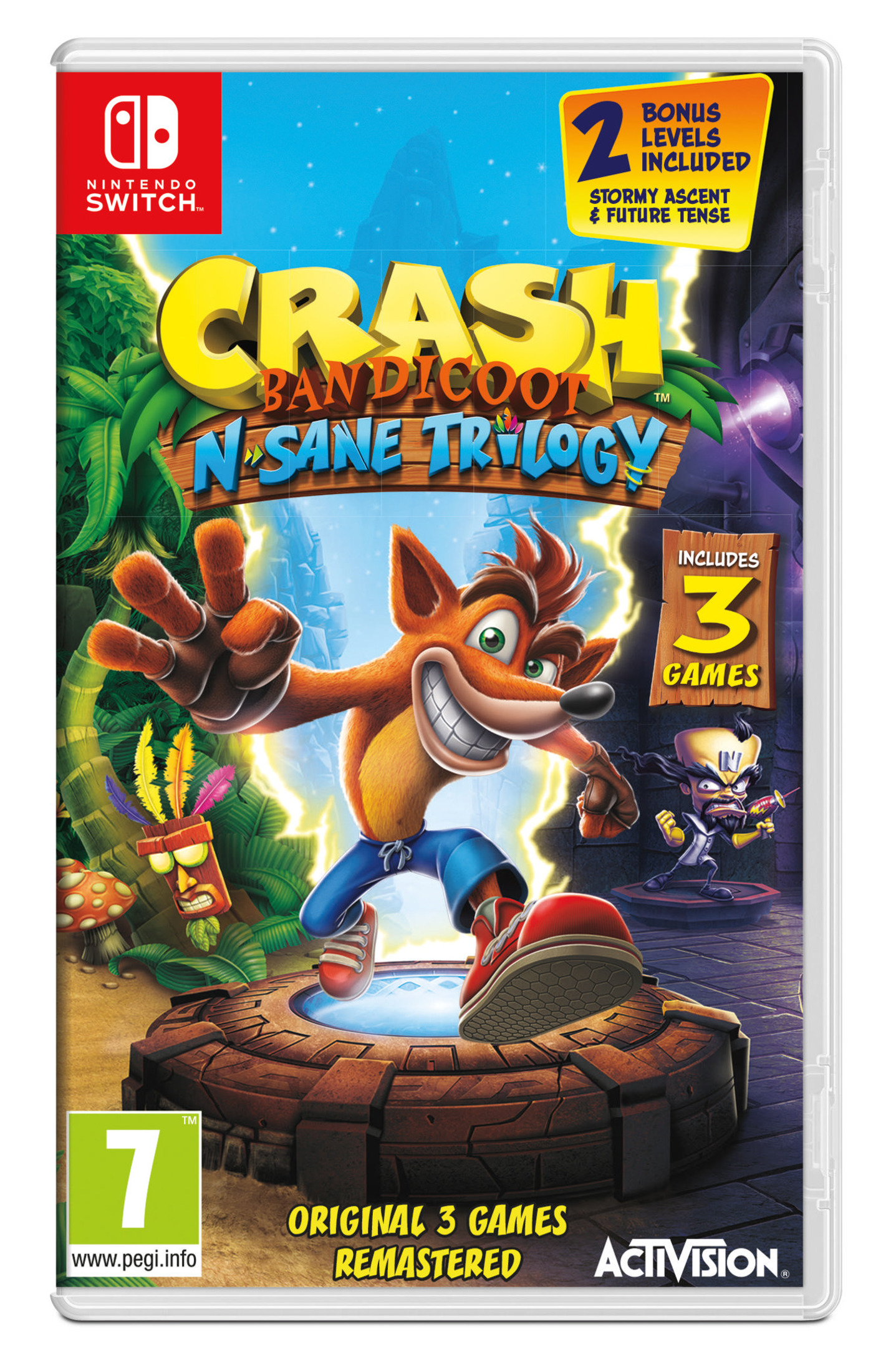 Custodia Nintendo Switch Crash Bandicoot N. Sane Trilogy con Crash e Dr. Cortex.