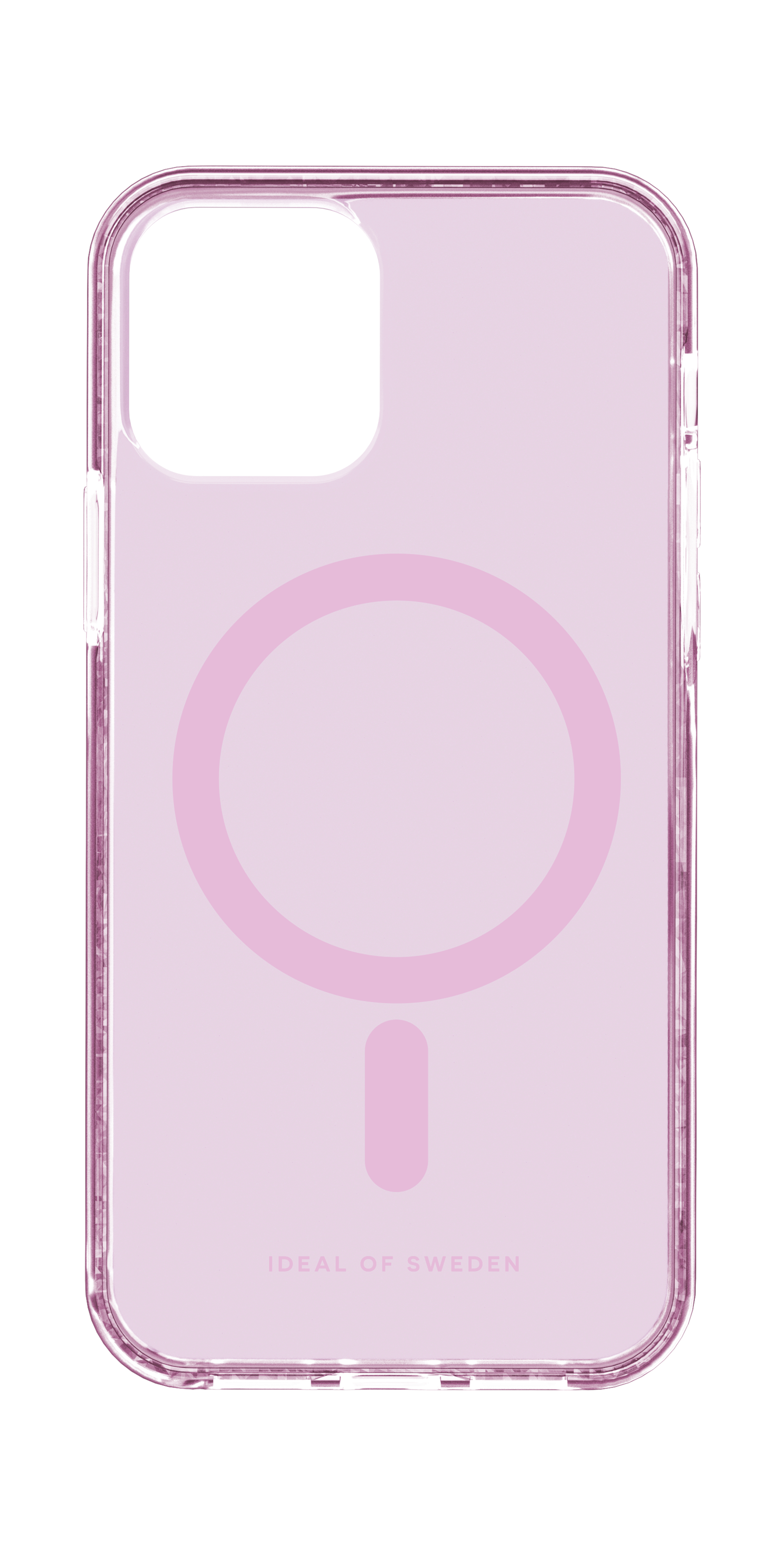 Eine durchsichtige, lila Hülle für ein iPhone mit Magnetring.