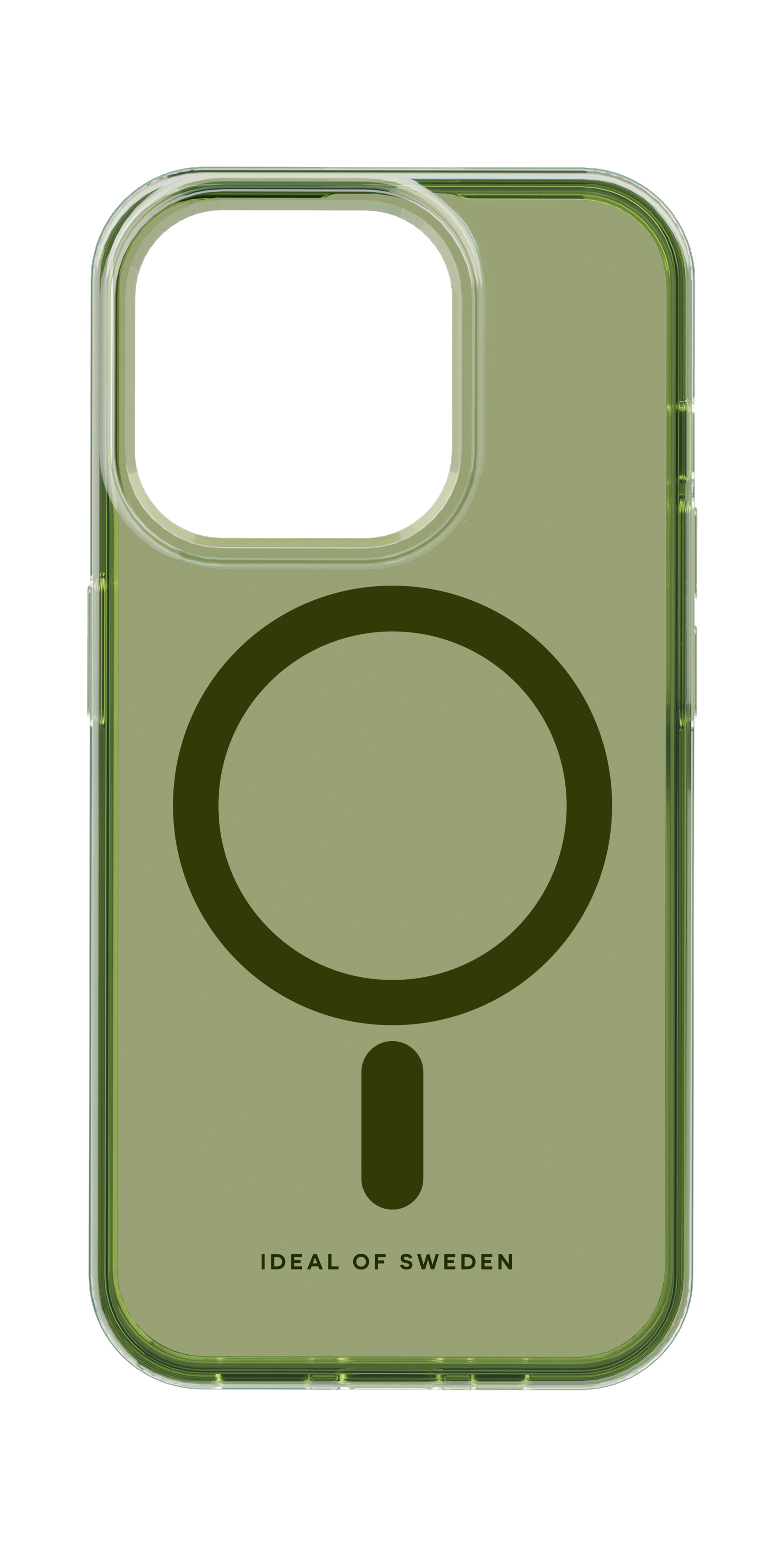 Grüne Handyhülle mit Magnetring und Logo auf weißem Hintergrund.