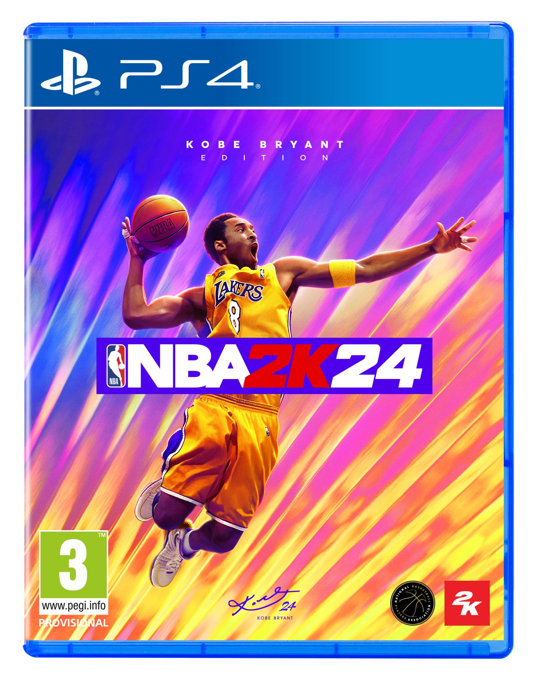 Copertina PS4 NBA 2K24 Edizione Kobe Bryant con Kobe Bryant in maglia Lakers.