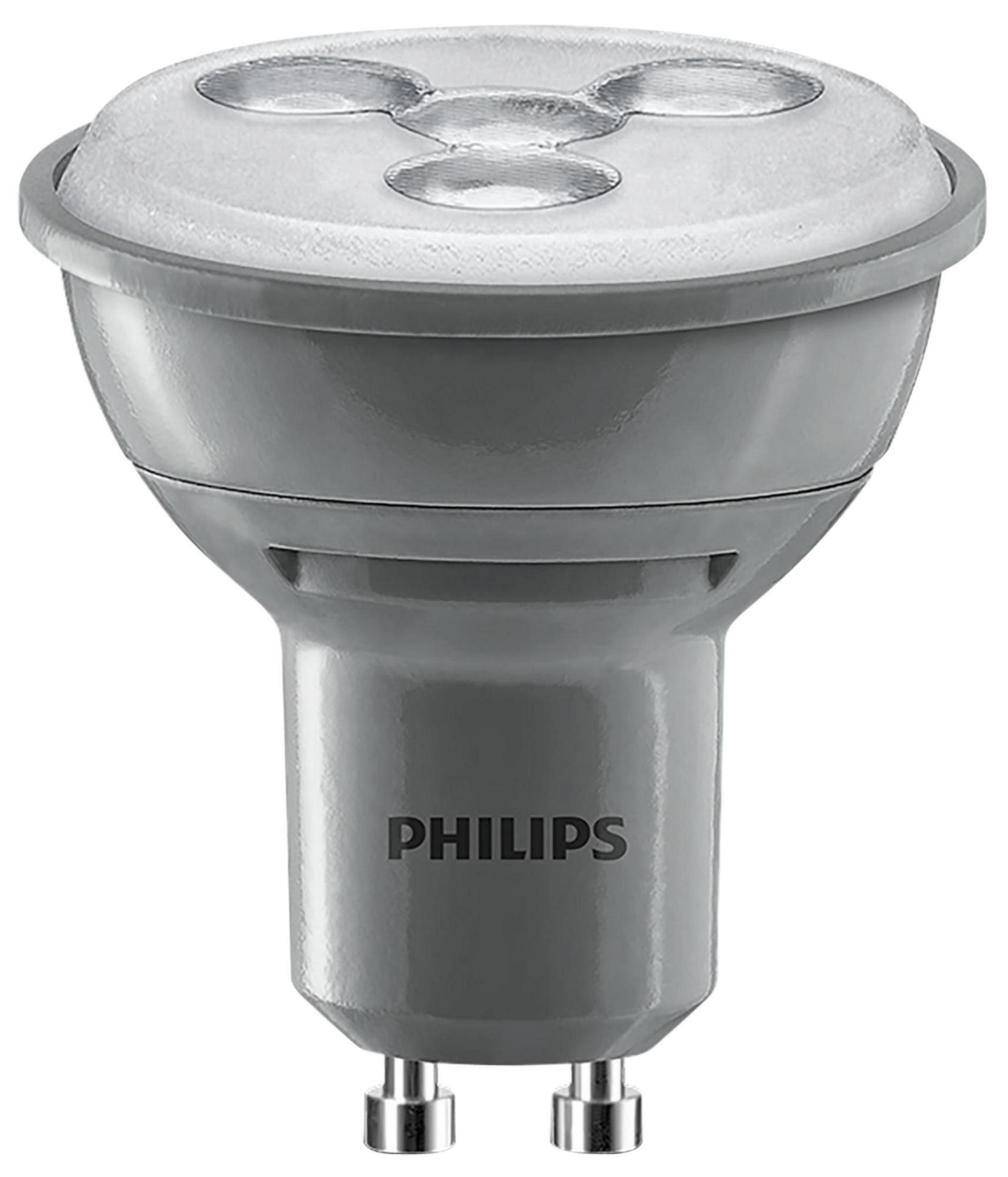 Bombilla Philips gris con tres lentes y dos pines.