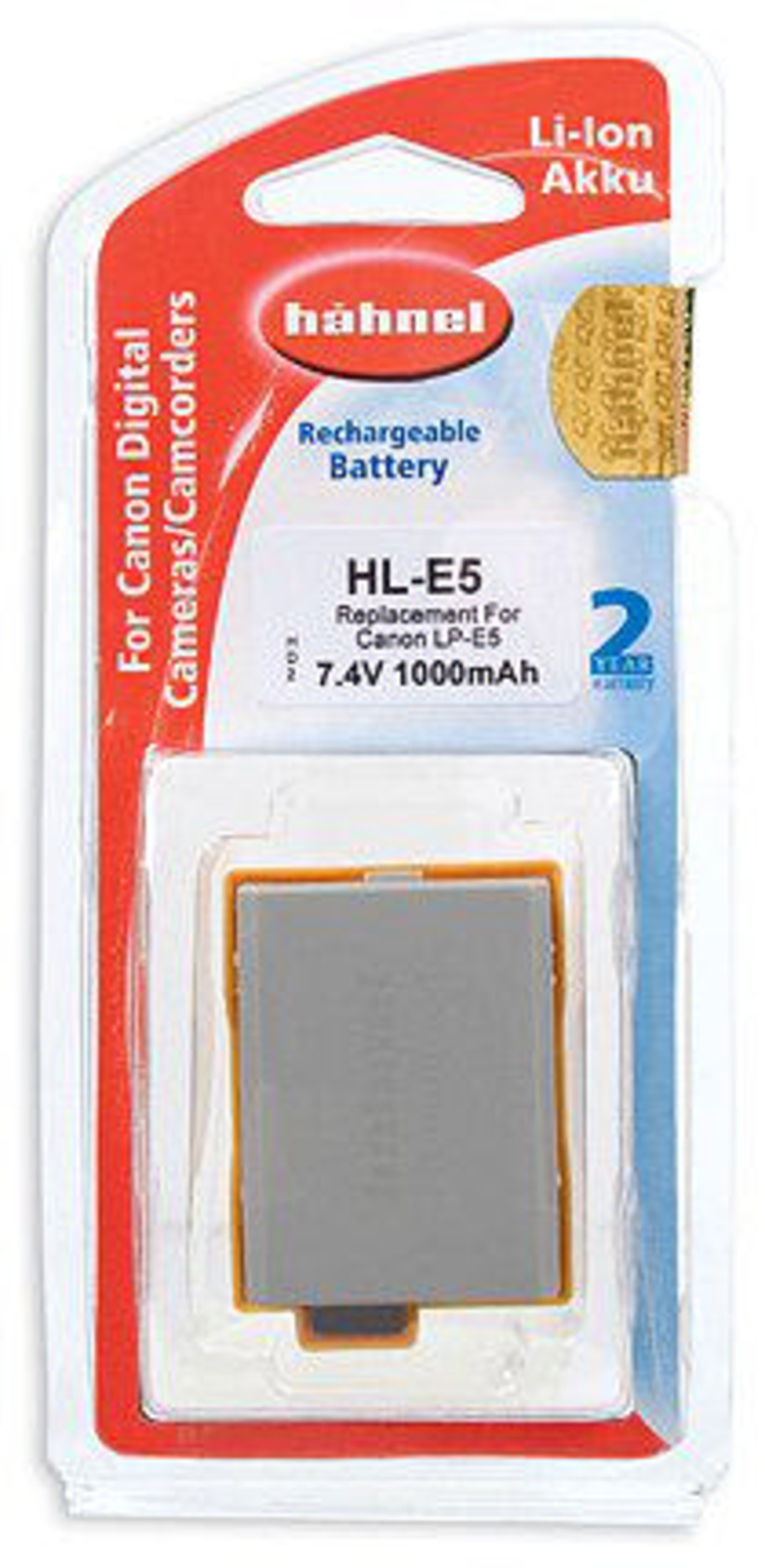 Hähnel Li-Ion Akku HL-E5 für Canon Kameras, 7.4V 1000mAh.
