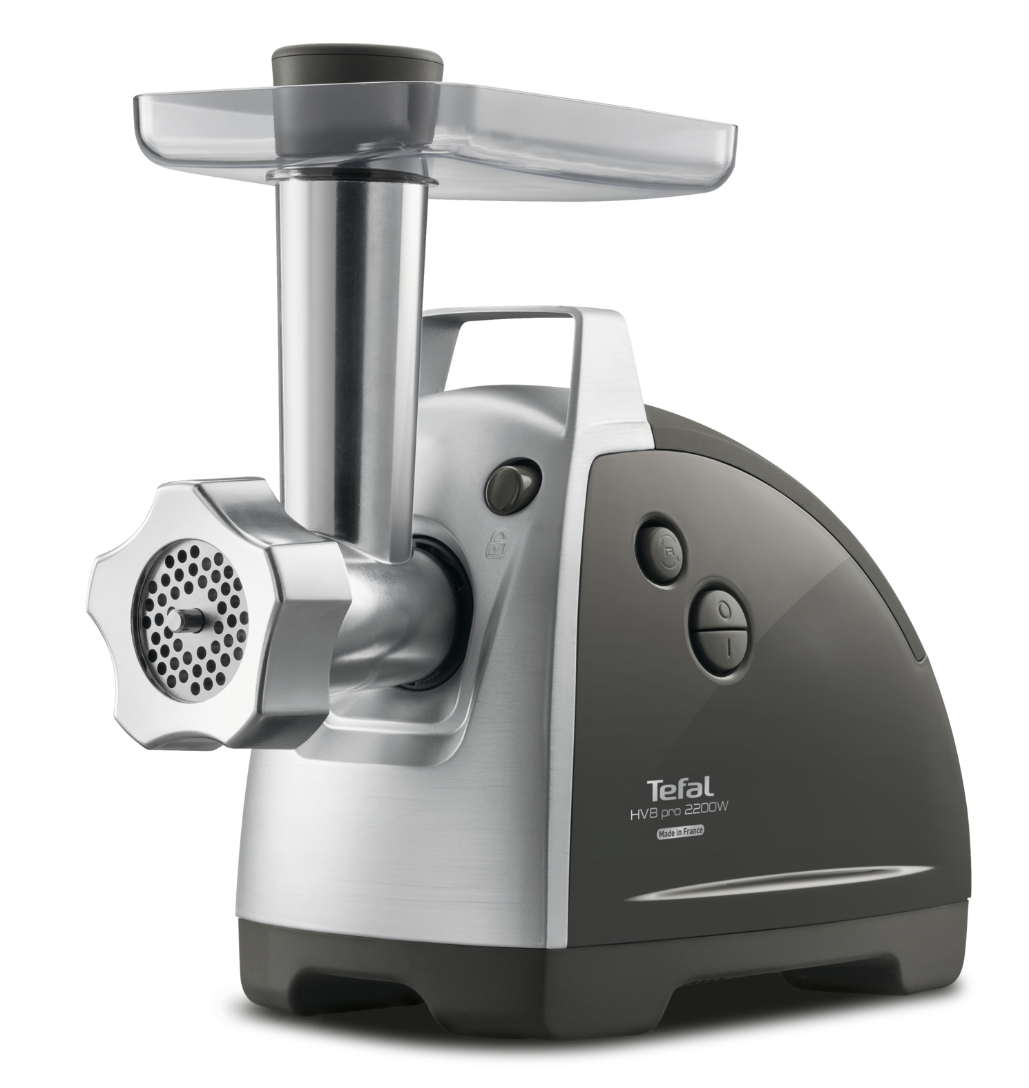 Metal ve koyu plastik Tefal HV8 Pro 2200W kıyma makinesi.