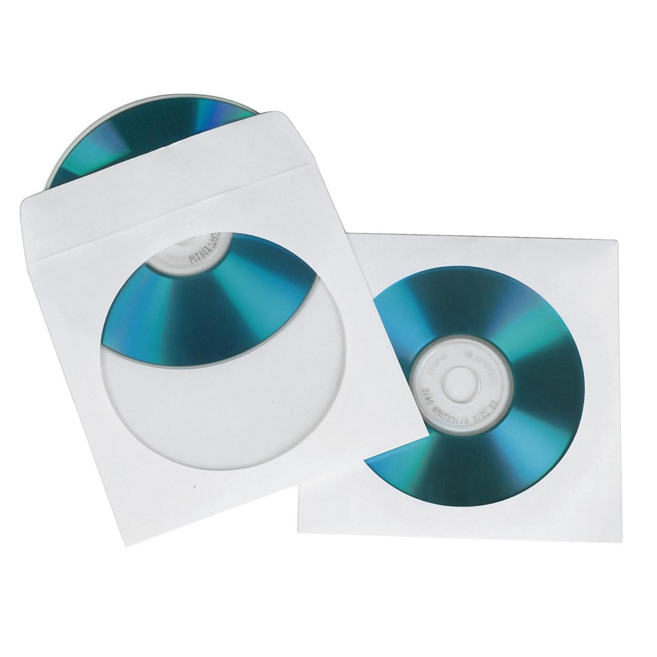 Zwei türkisfarbene CDs mit reflektierenden Oberflächen, eine teilweise in einer weißen Papierhülle mit kreisförmigem Ausschnitt, auf weißem Hintergrund.