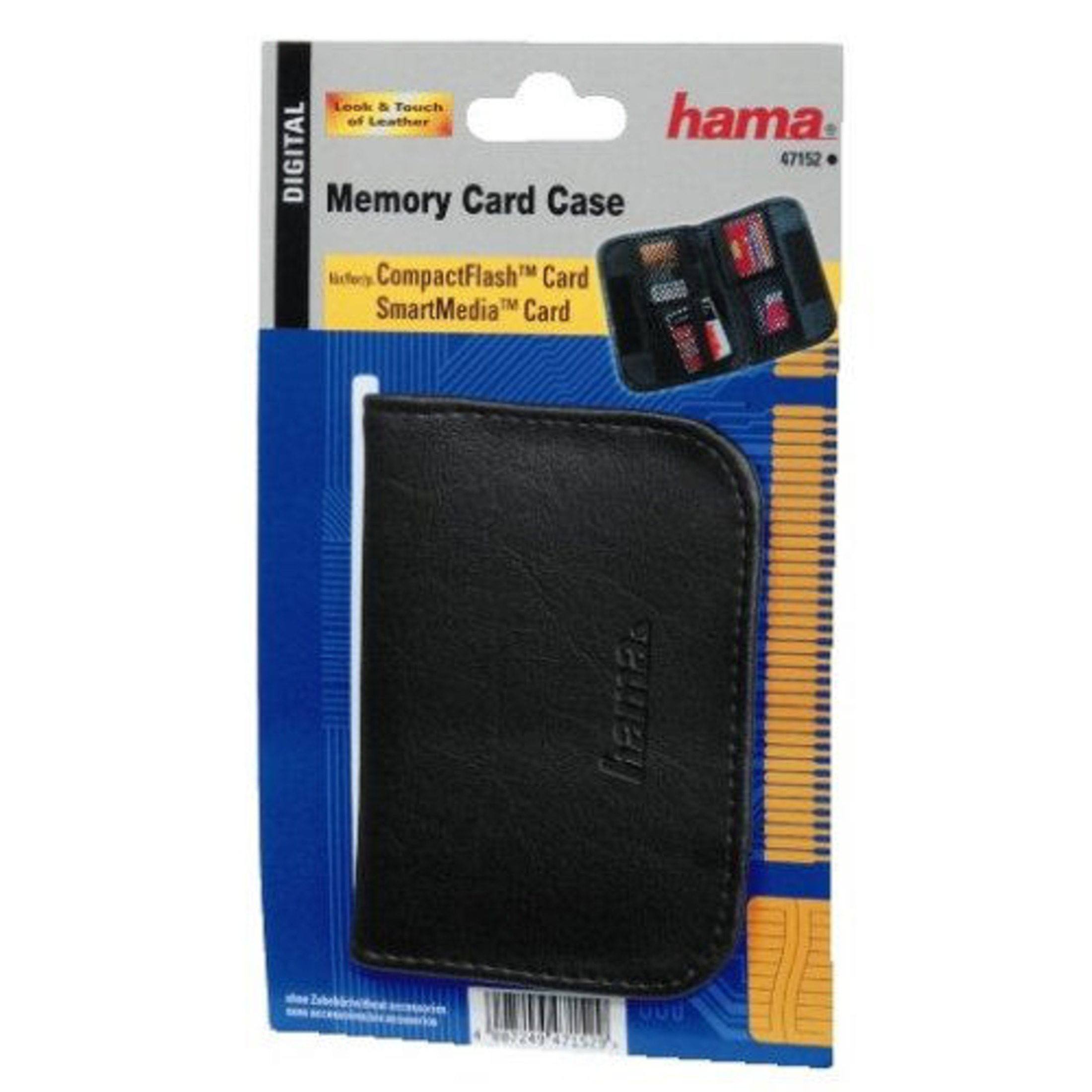 Schwarze Hama Speicherkartenhülle mit Platz für CompactFlash und SmartMedia Karten.