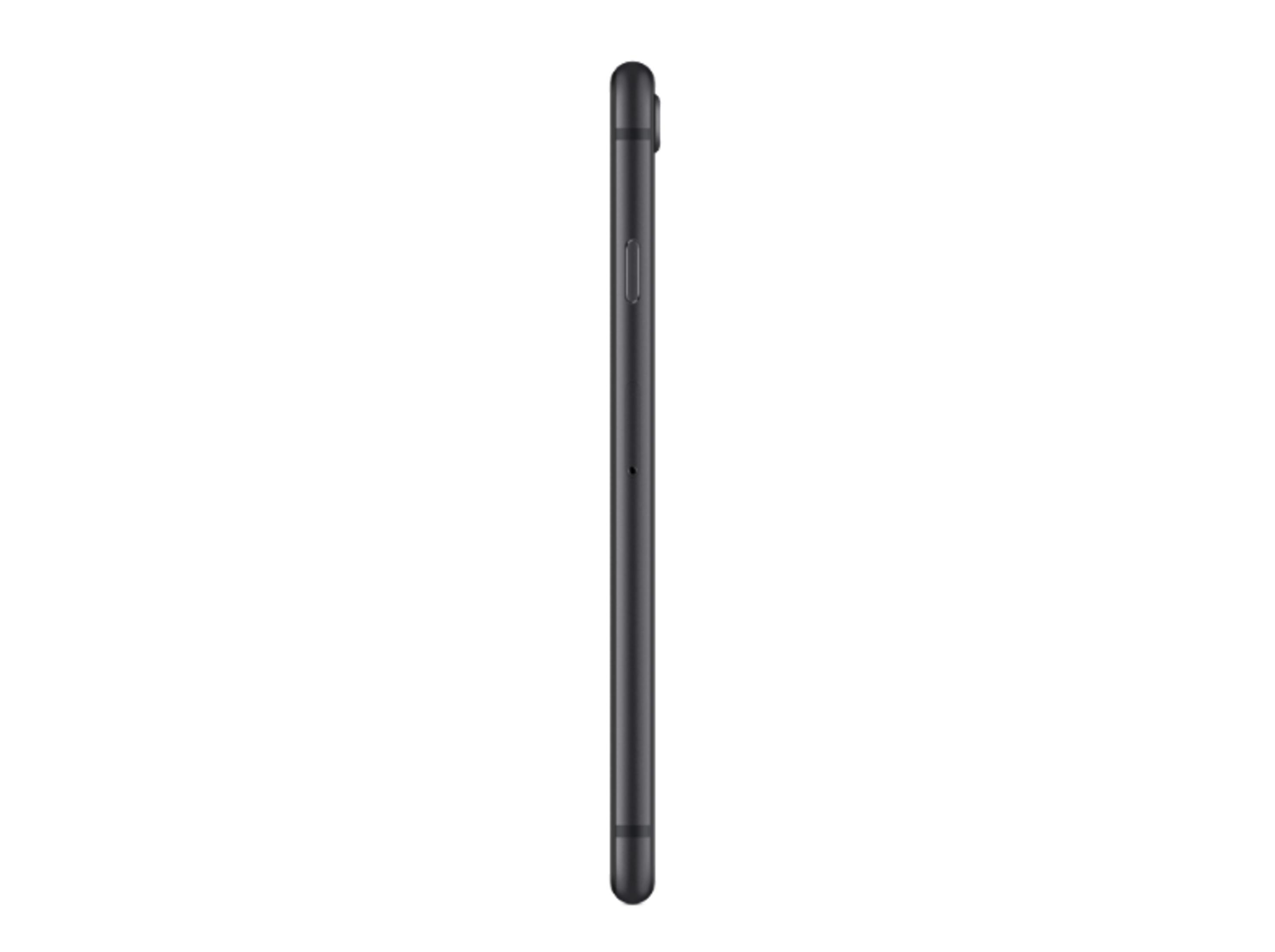 Ciemny smartfon z profilu na białym tle, z przyciskami głośności.
