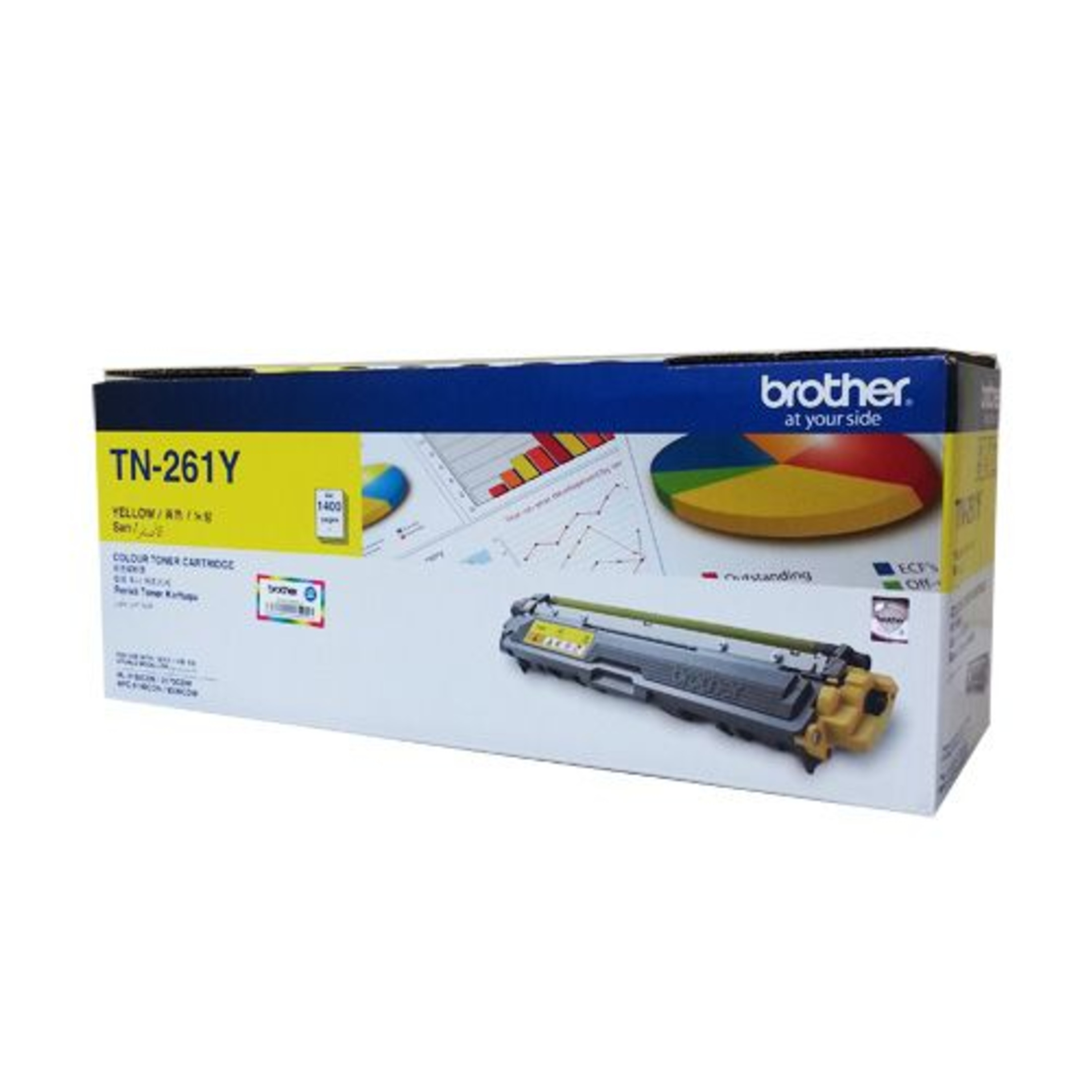 Grafikli Brother TN-261Y Sarı Toner Kartuşu Kutusu.