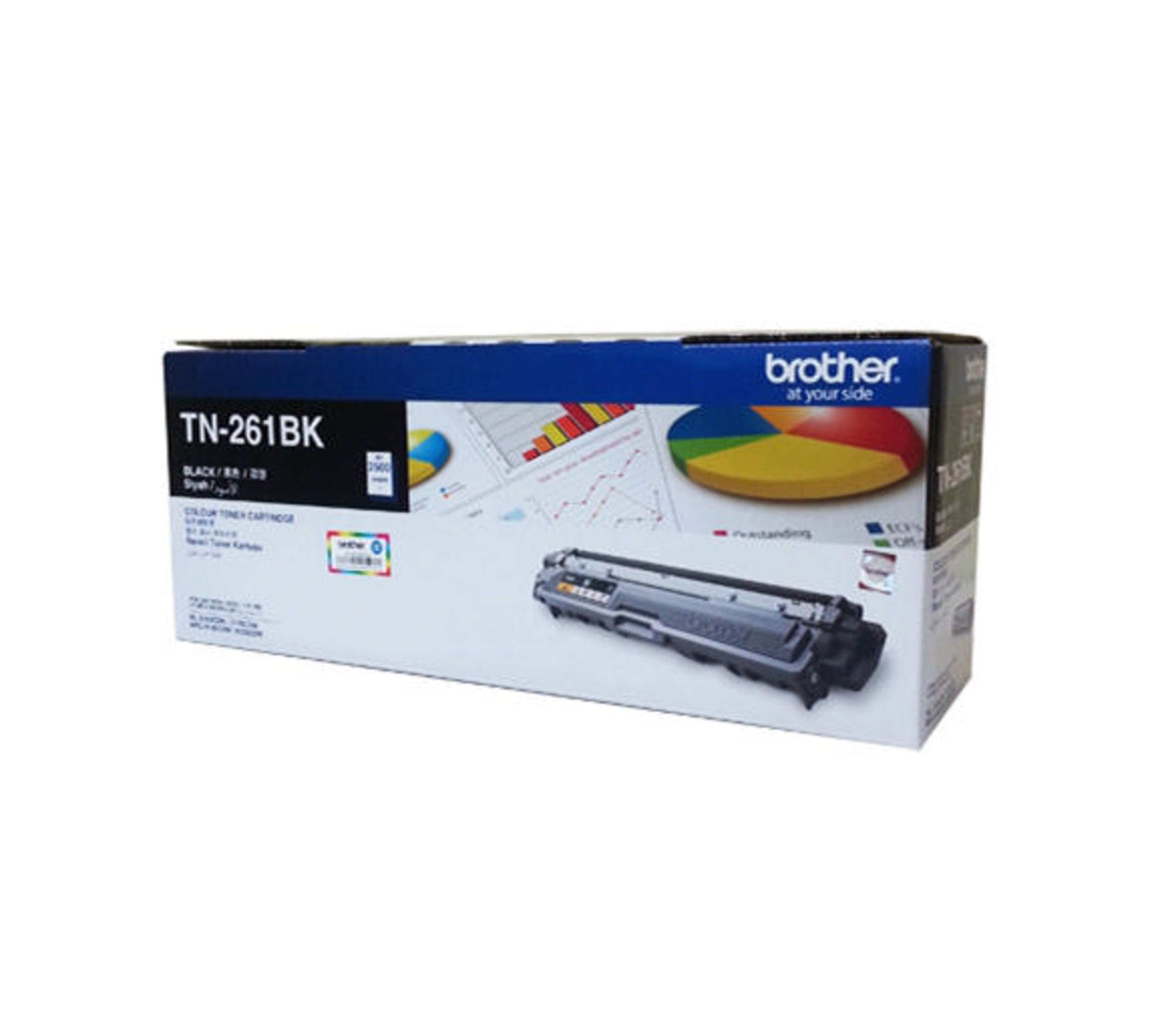 Brother TN-261BK siyah toner kartuşu beyaz arka planda.