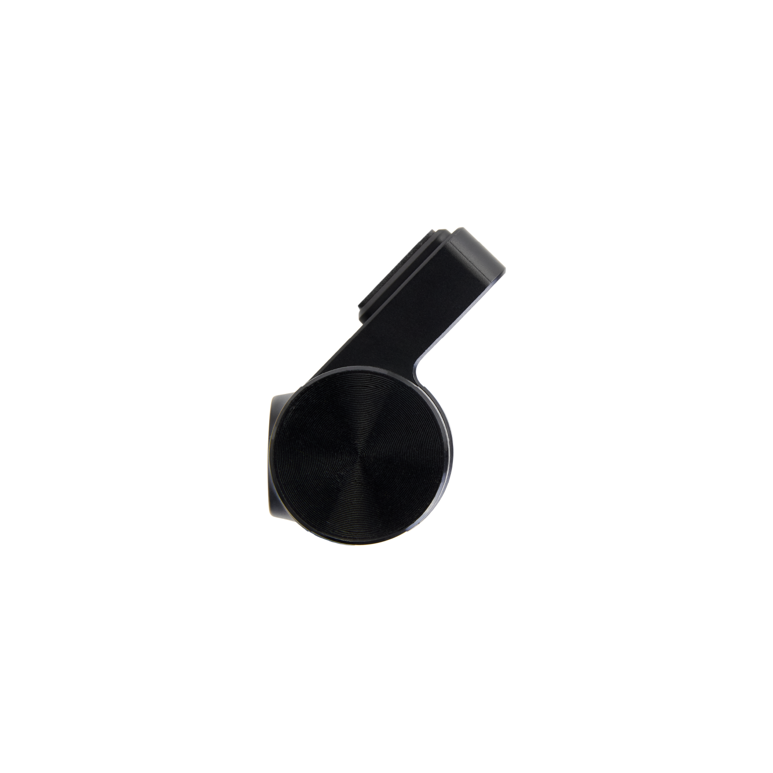 Un objet métallique noir avec une partie ronde nervurée et une extension.