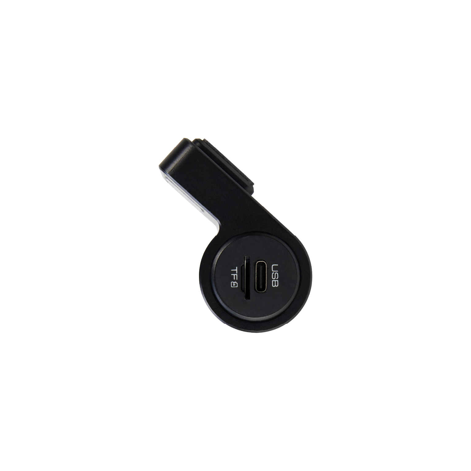 Appareil noir avec ports USB et TF, isolé sur fond blanc.
