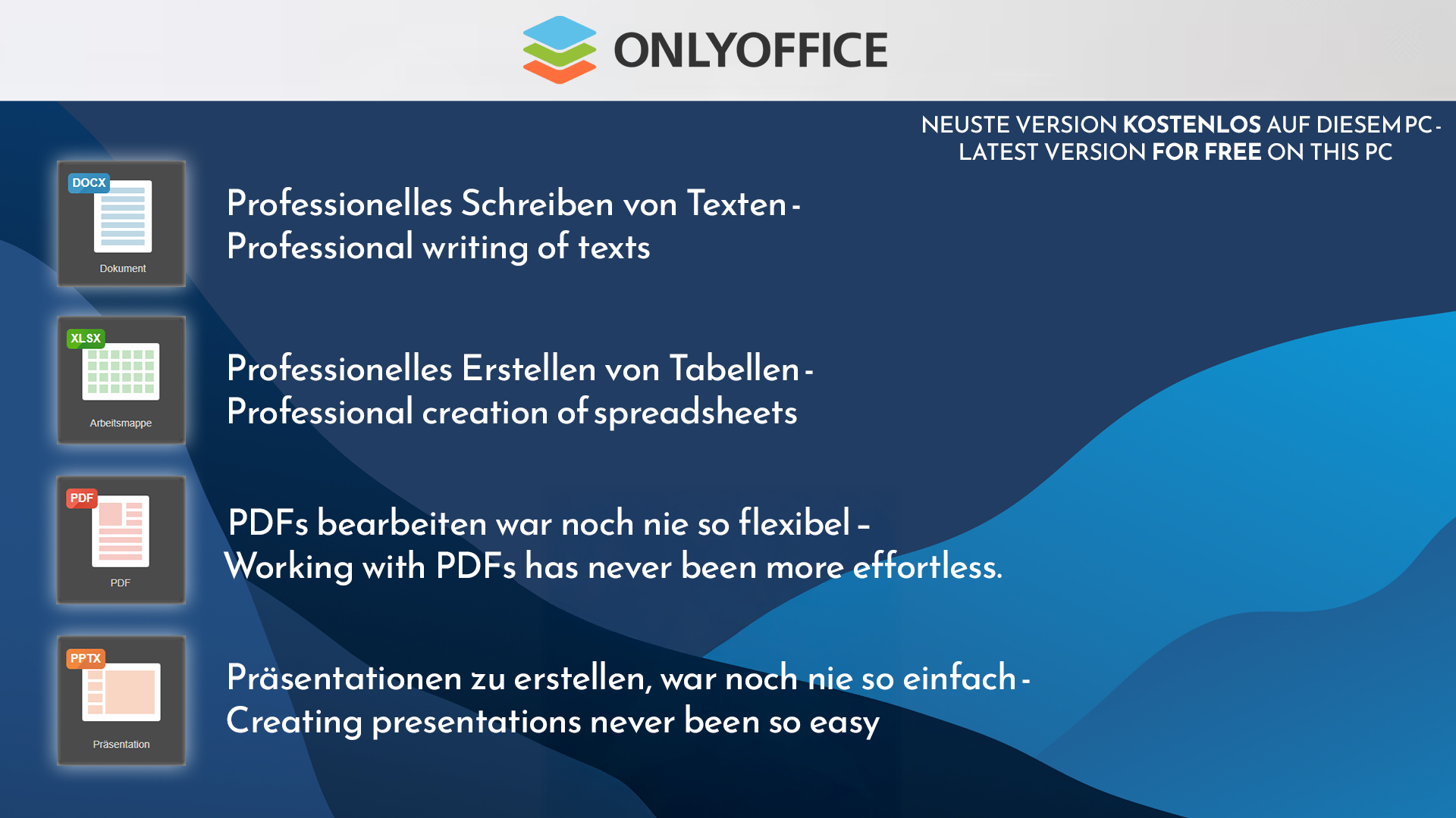 ONLYOFFICE: Crea documentos, hojas de cálculo, PDFs, presentaciones. Gratis.
