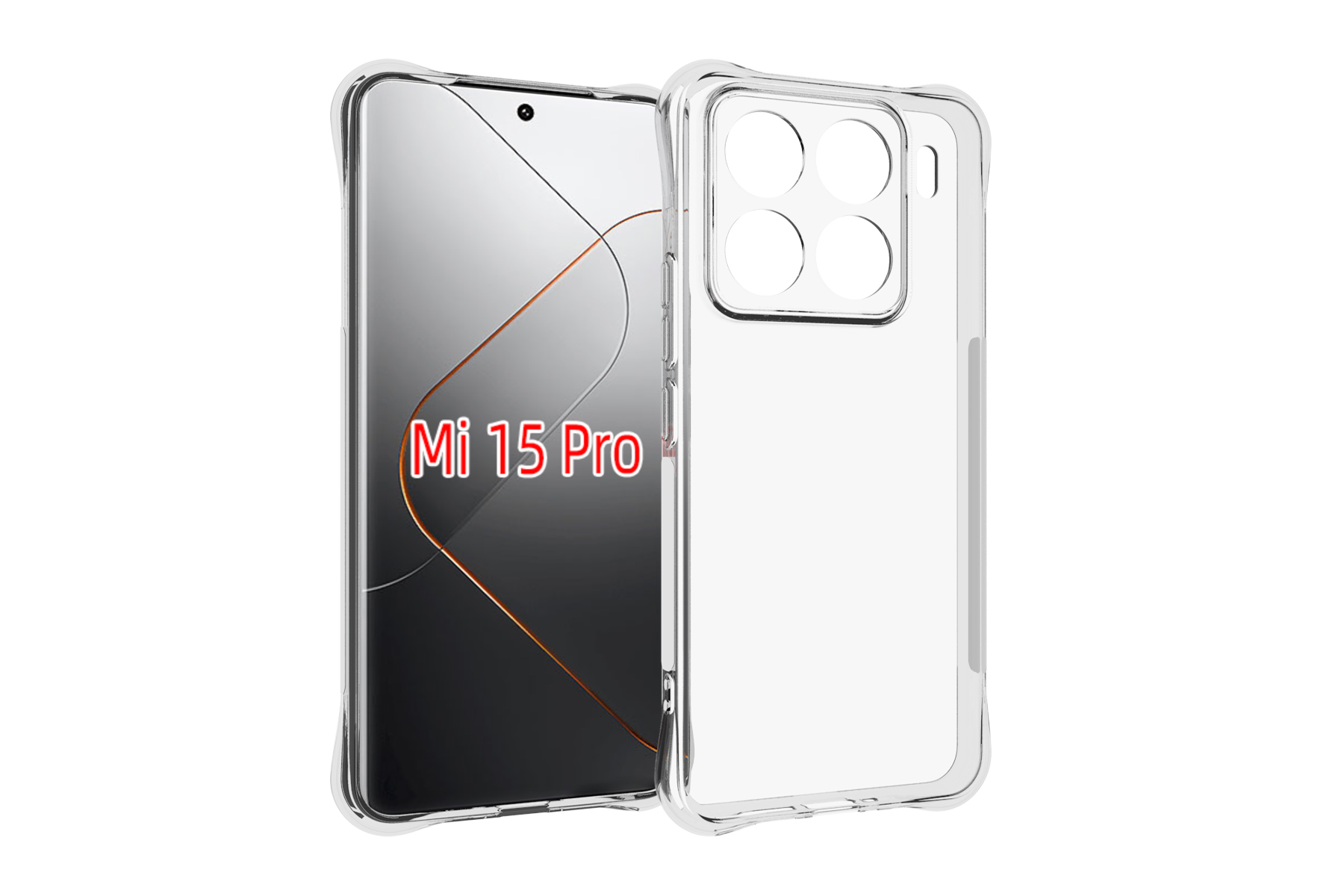 Transparente Handyhülle für Xiaomi Mi 15 Pro mit vier Kameralinsen-Aussparungen.