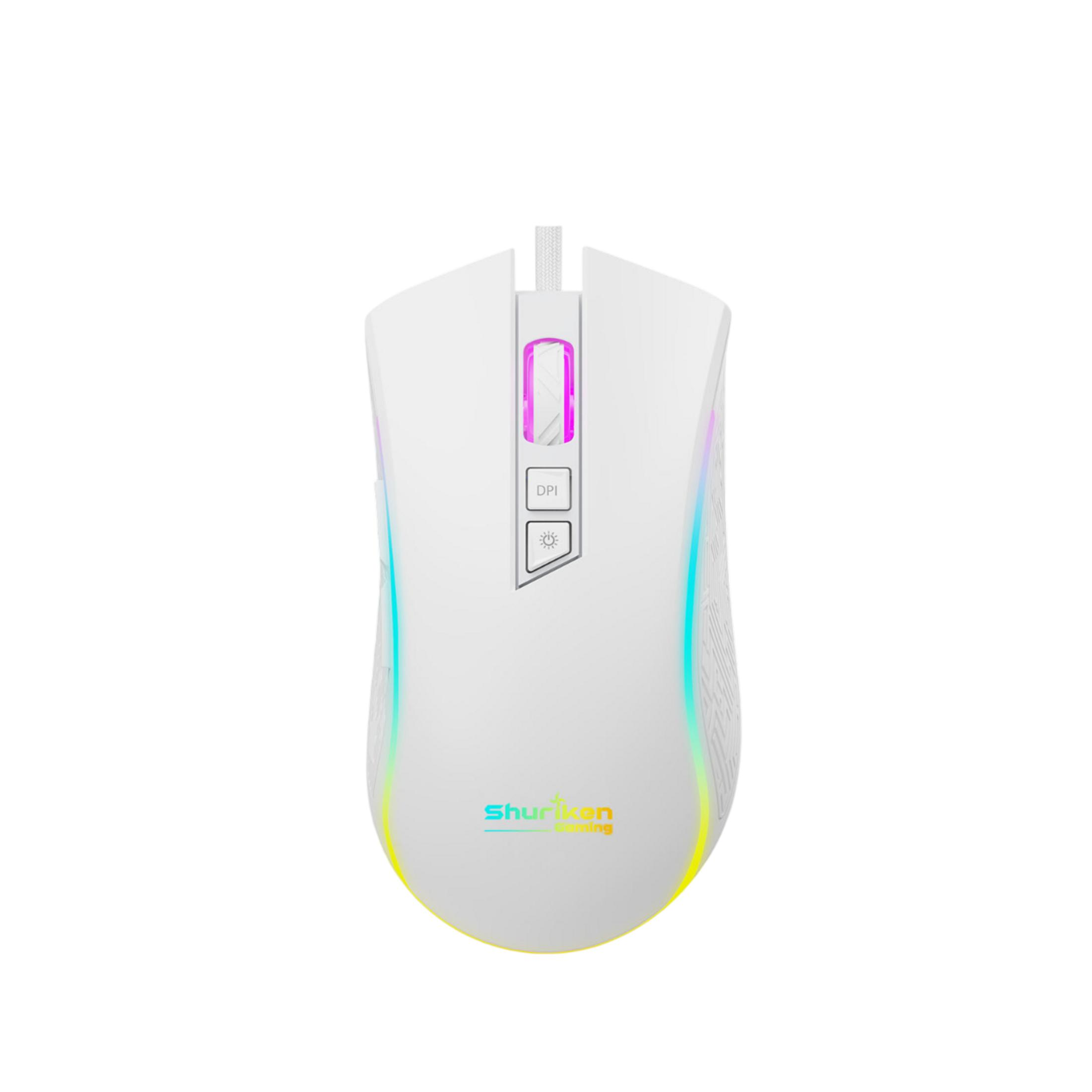 SHURIKEN GAMING ES7 FUMA RGB 4800DPI Gaming Makrolu 2.4 Oyuncu Mouse Beyaz