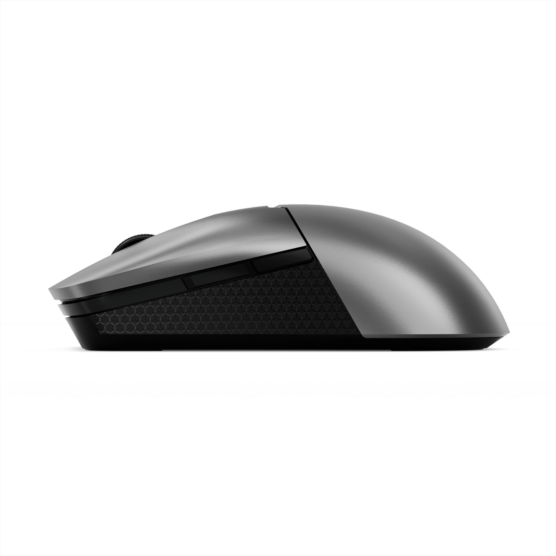 Gray computer mouse with honeycomb pattern sides.