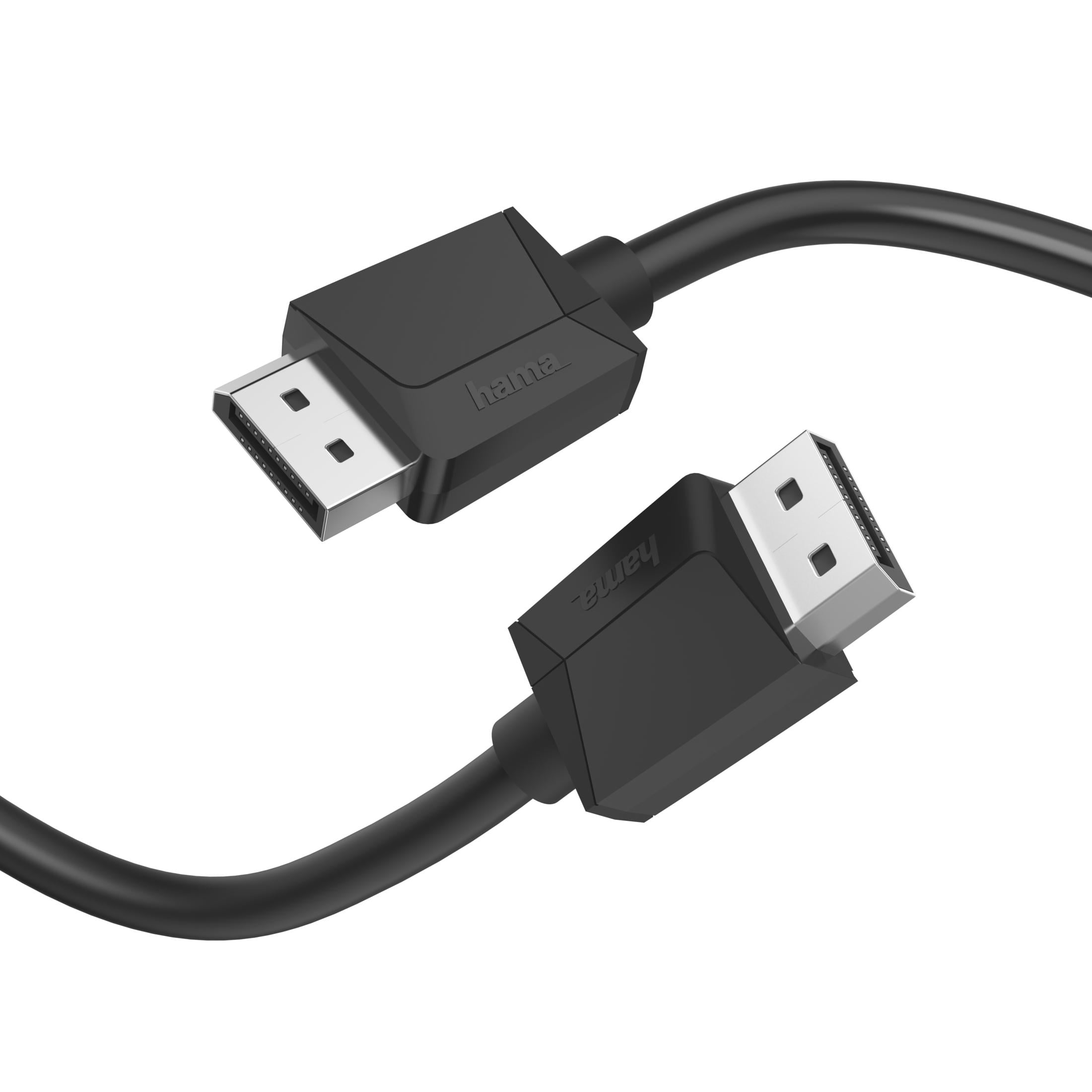 Zwei schwarze Kabel mit Hama-Anschlüssen liegen auf weißem Hintergrund.