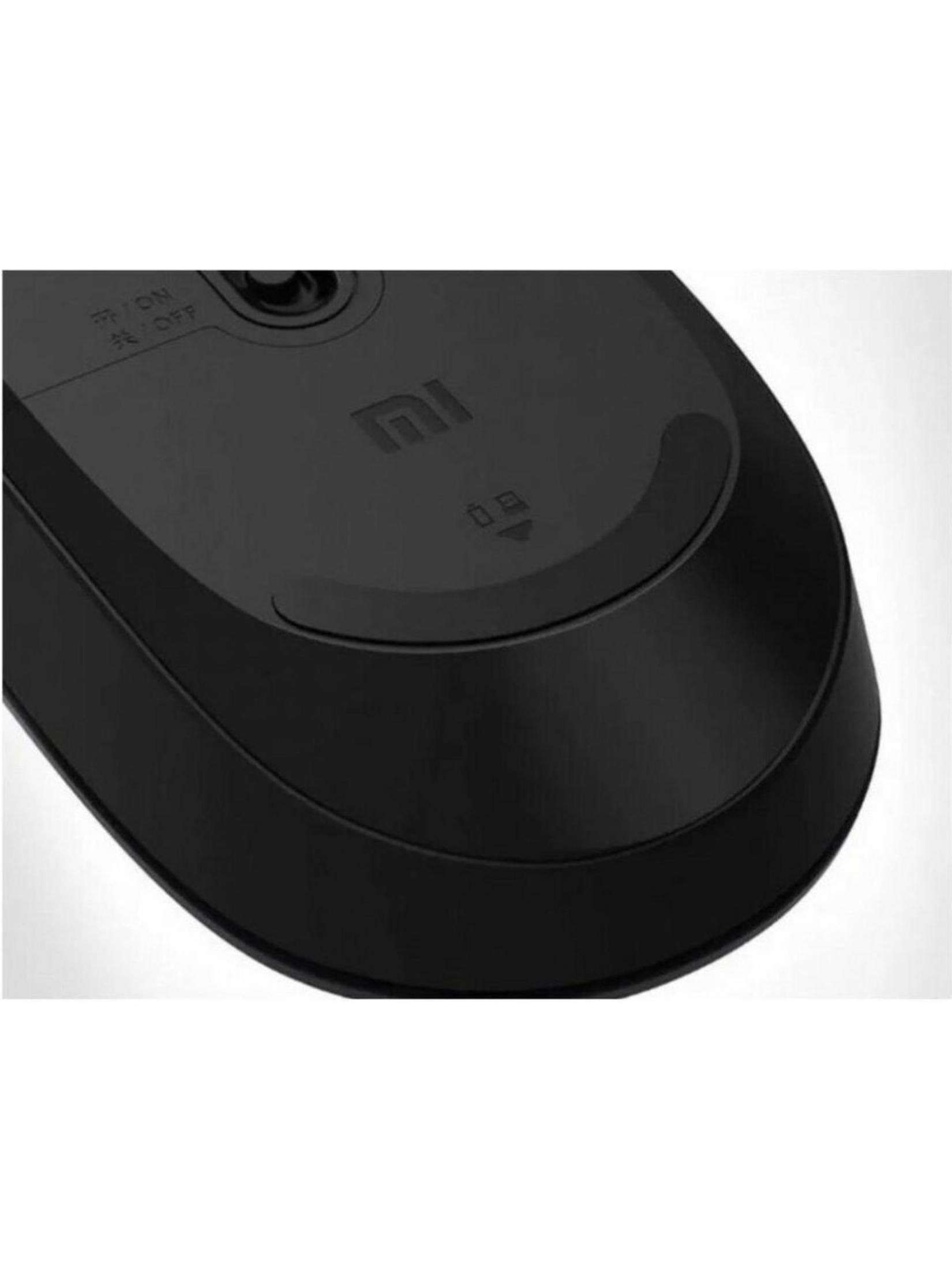 Czarna mysz z napisem ON/OFF i logo MI.