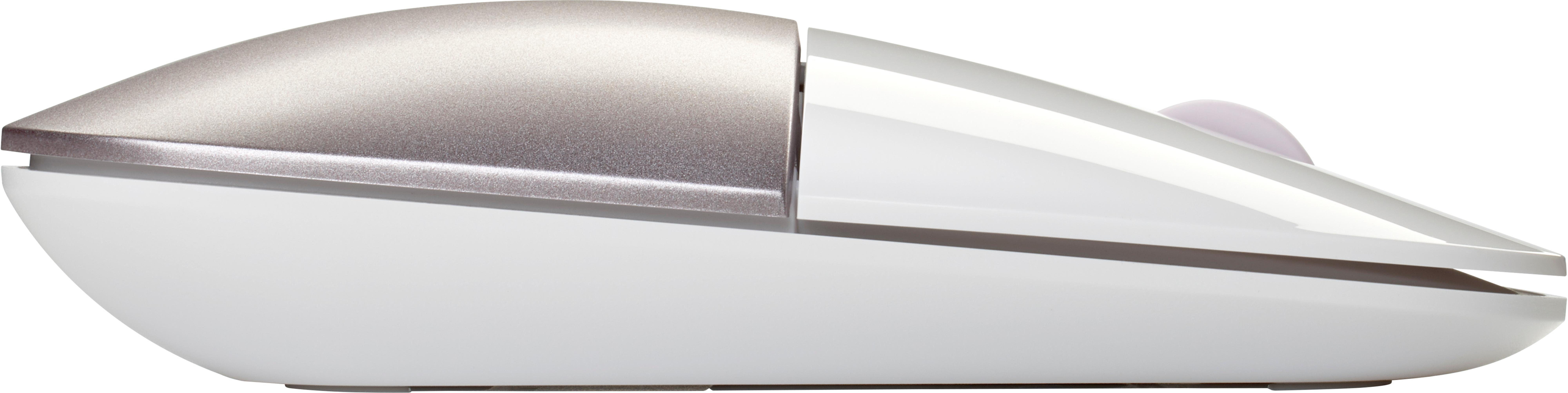 Biała i srebrna mysz o opływowym kształcie.