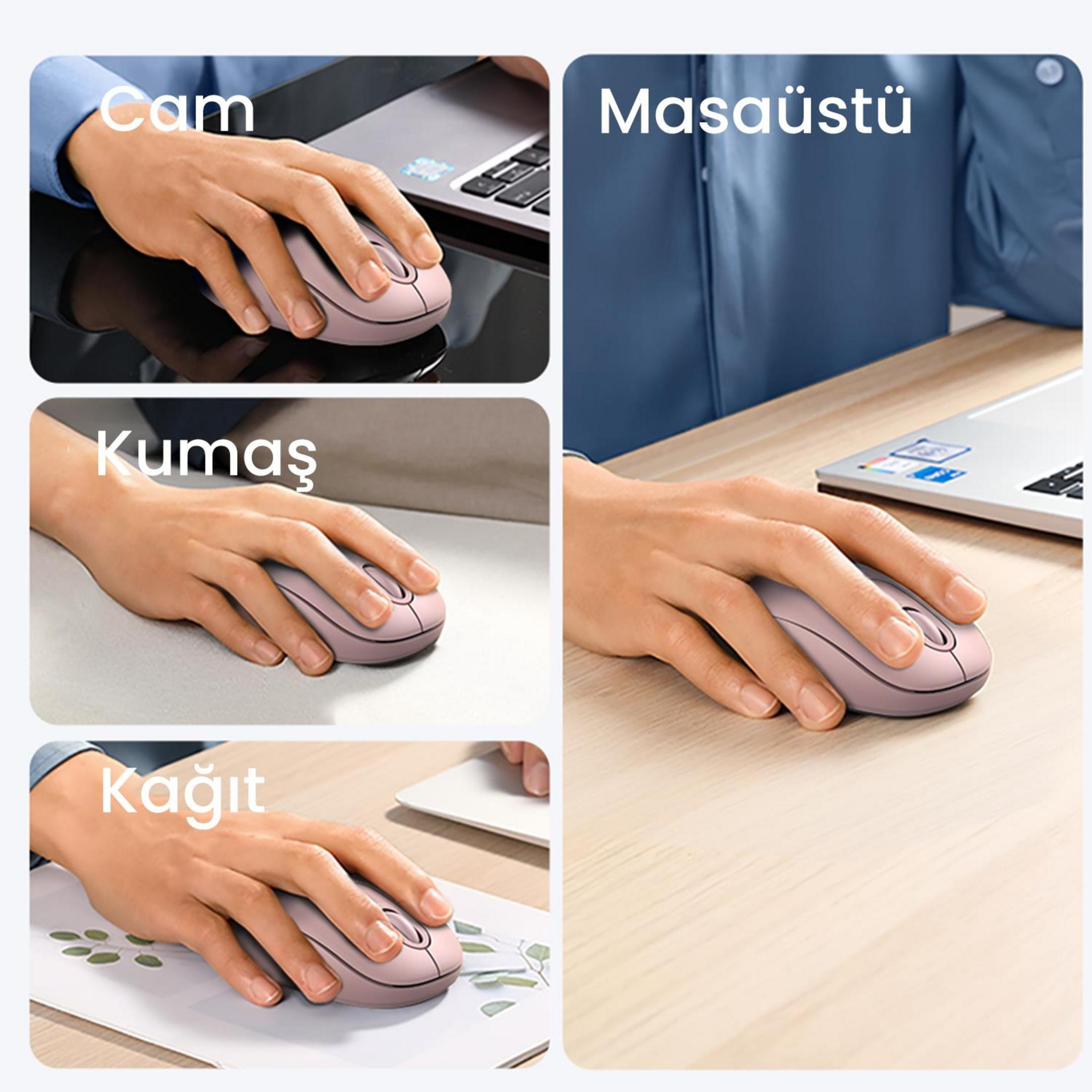 Primo piano di una mano che usa un mouse su diverse superfici.