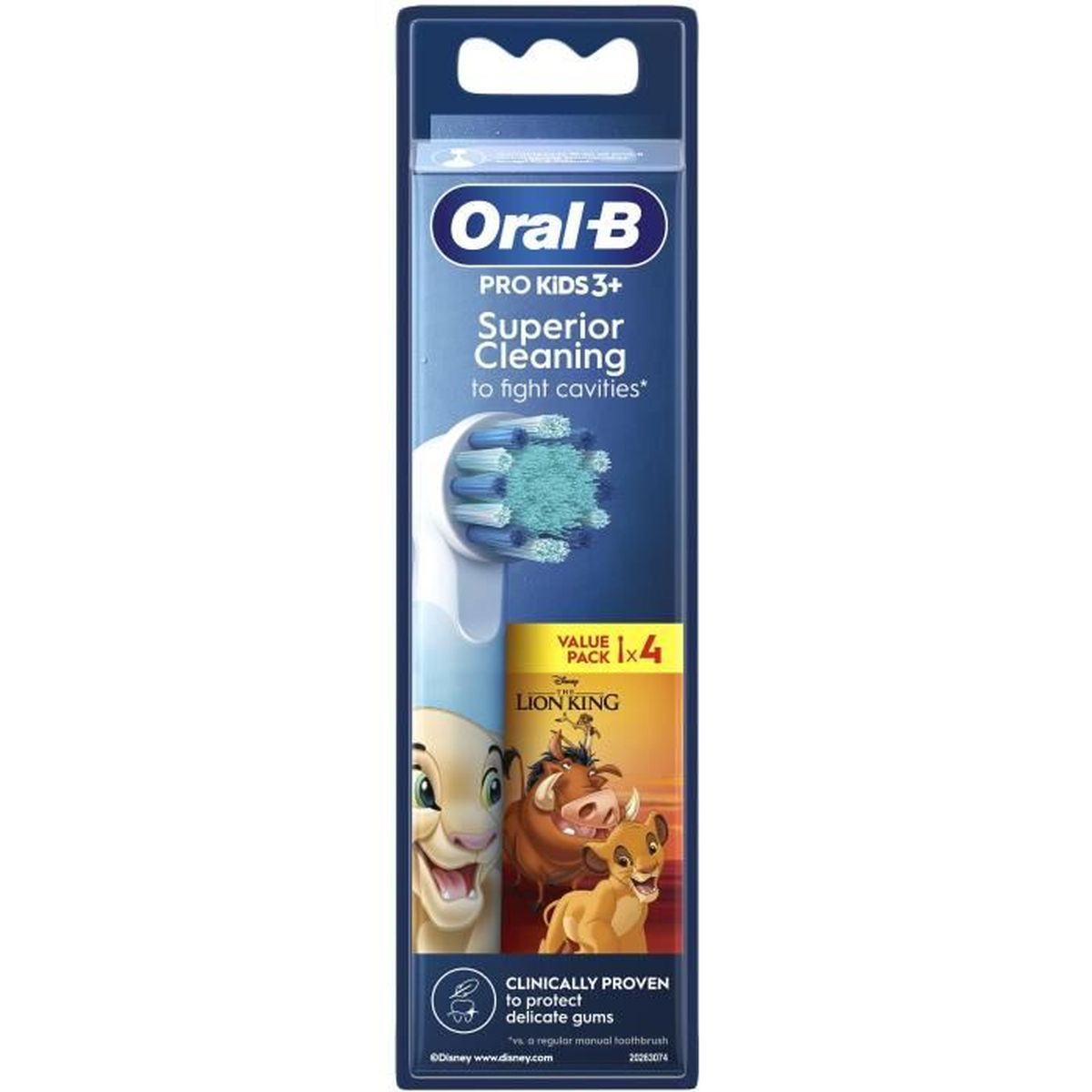 Confezione testine Oral-B Pro Kids con Simba, Timon e Pumbaa.