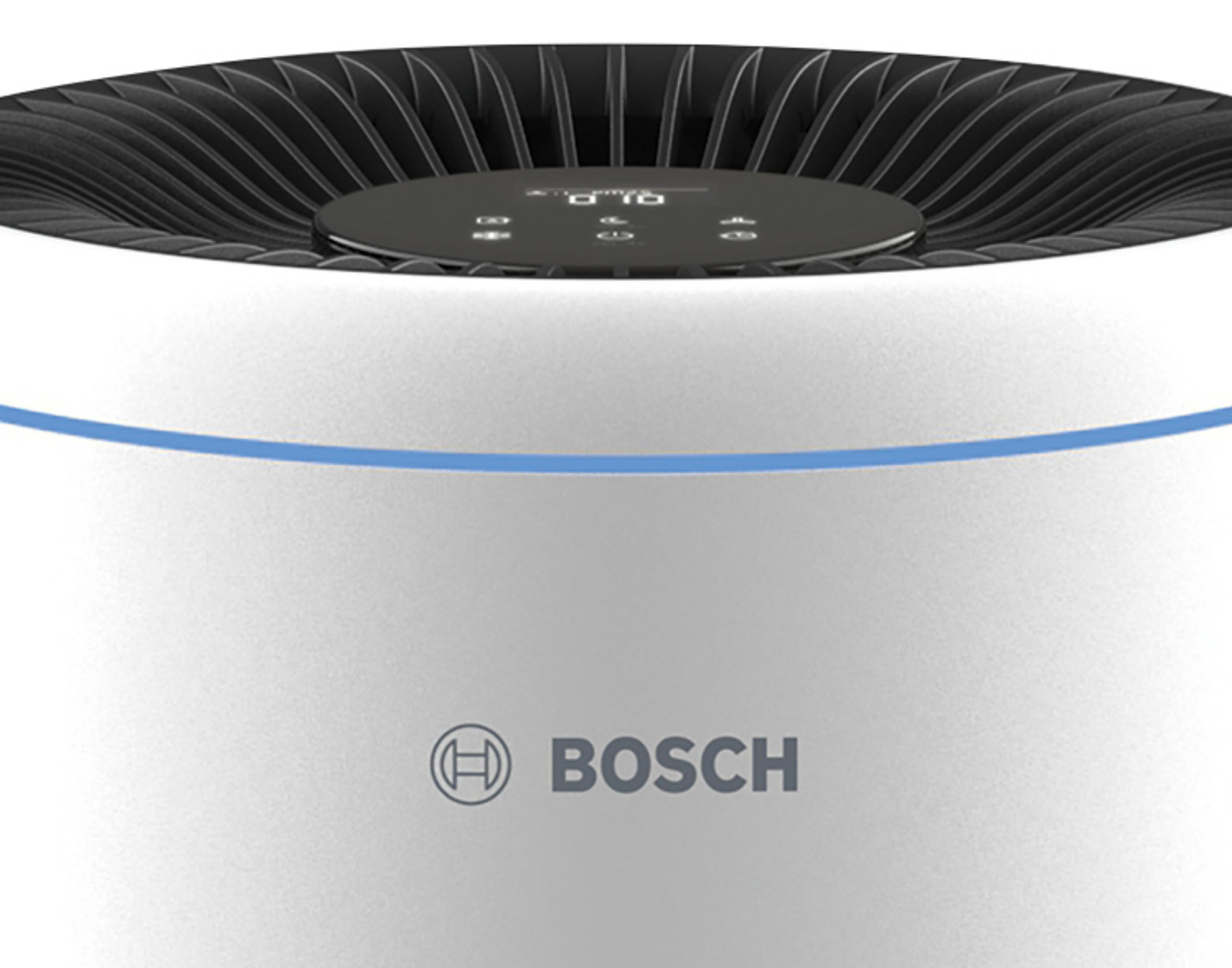 Dispositivo Bosch bianco con ventola nera e linea blu.