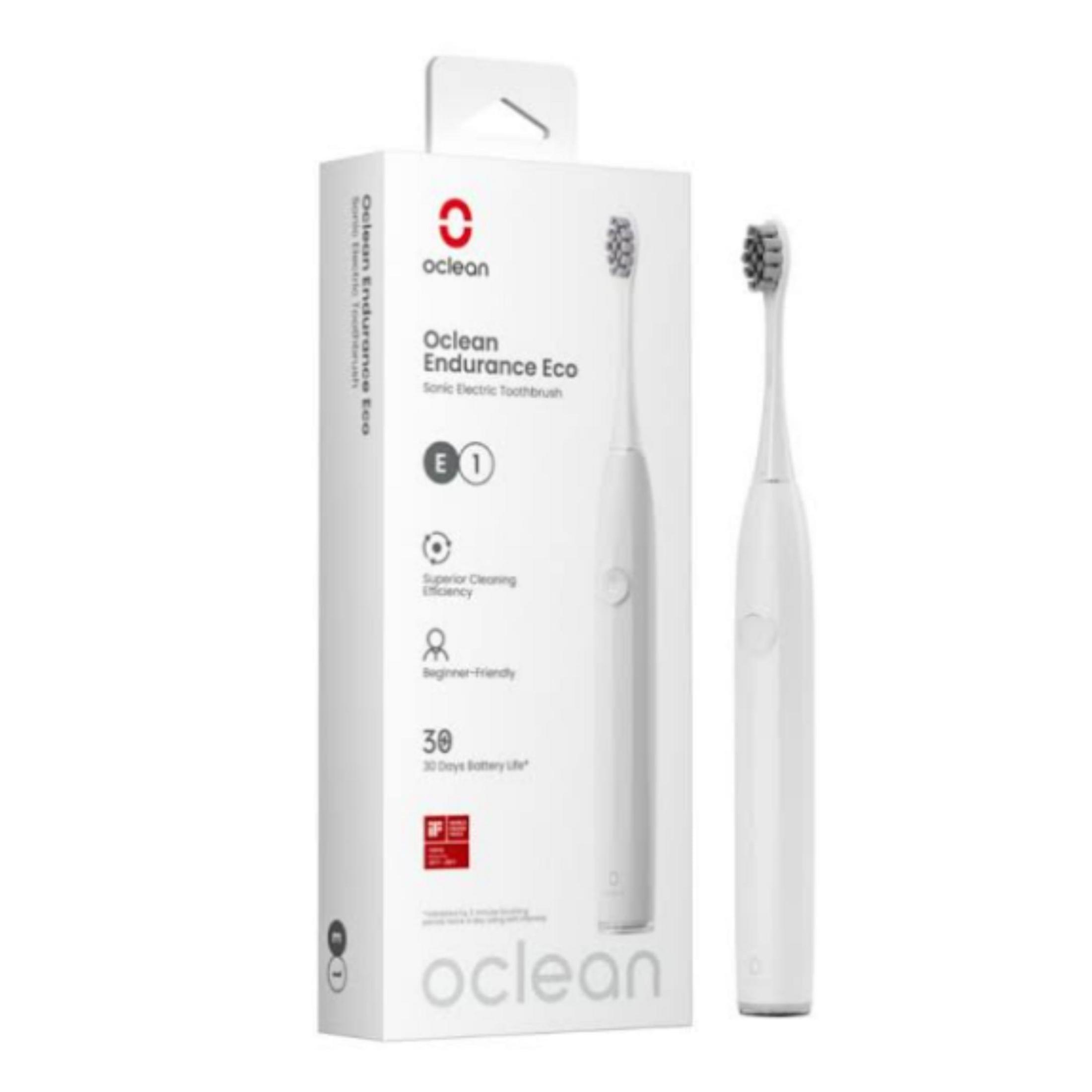 Weiße elektrische Zahnb ürste mit Verpackung. Oclean Endurance Eco.