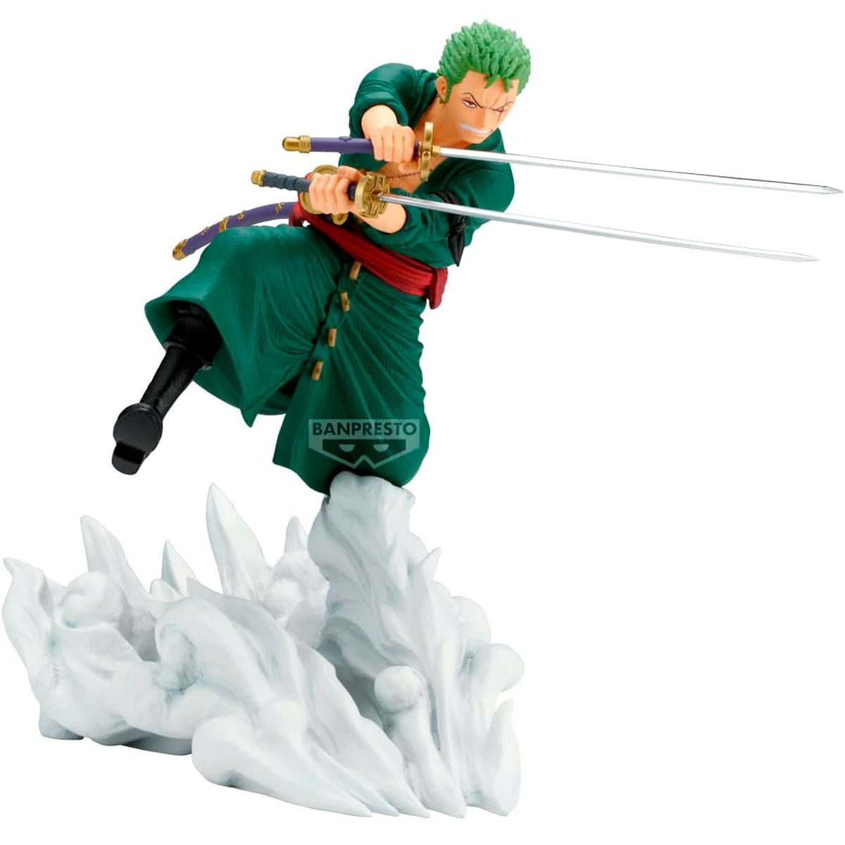 Figura verde con tre spade su base bianca.