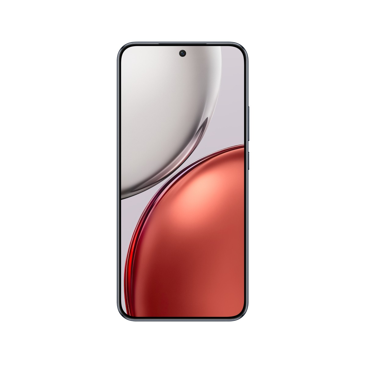 Ein modernes Smartphone mit einem großen Bildschirm und stilvollem Hintergrund.