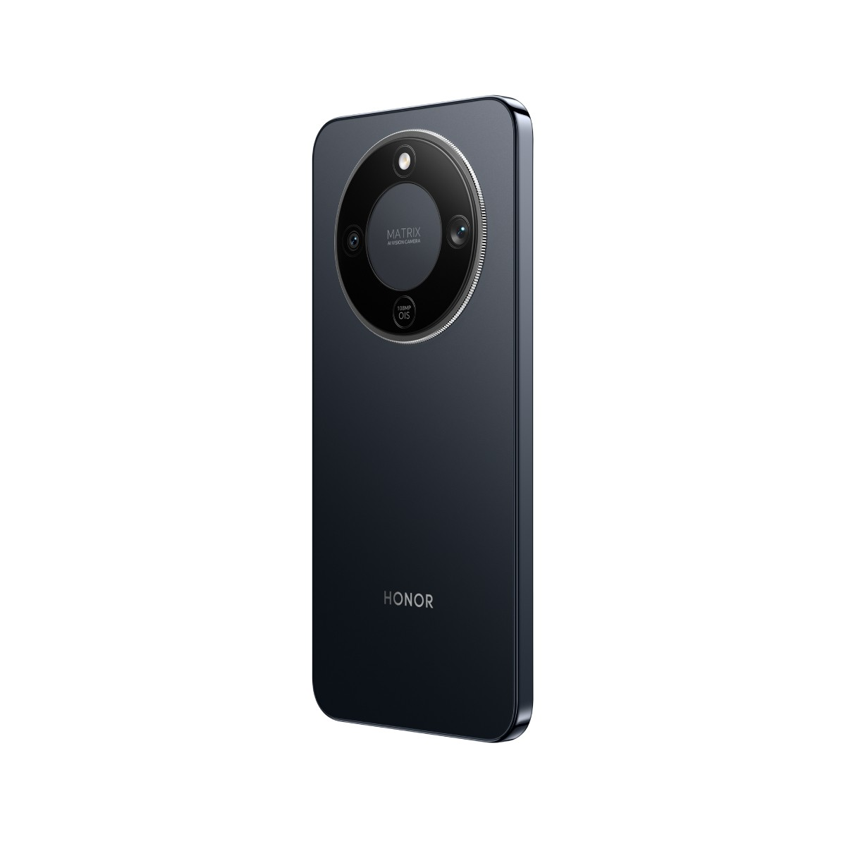 Dunkelblaues Smartphone mit runder Kamerainsel und HONOR-Logo.