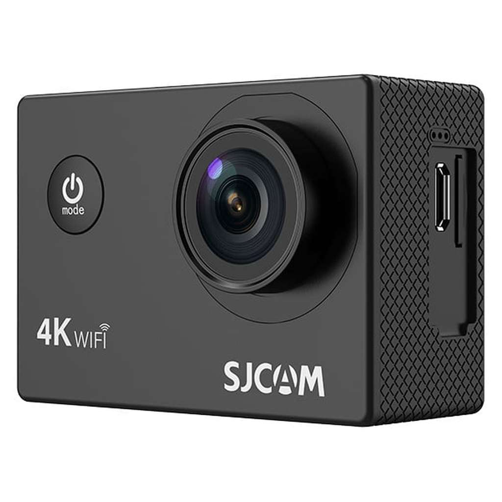 4K WiFi yazılı ve SJCAM logolu siyah aksiyon kamerası.