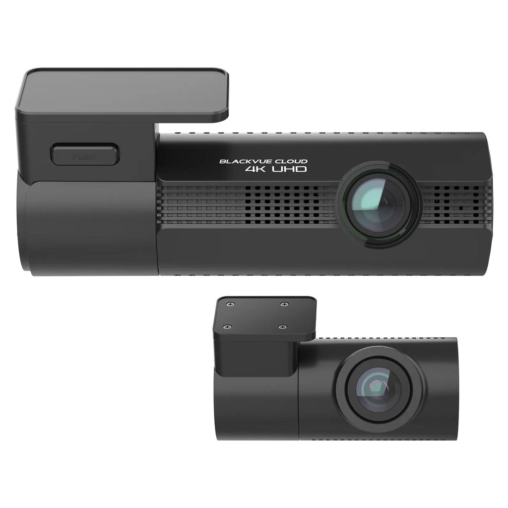Two black dash cams with 4K UHD text, one above, one below.