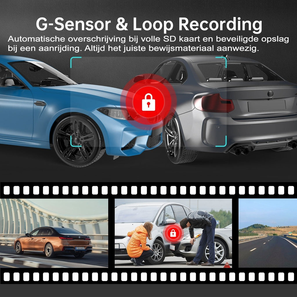 Twee auto's met G-Sensor en opnamelock-symbool.
