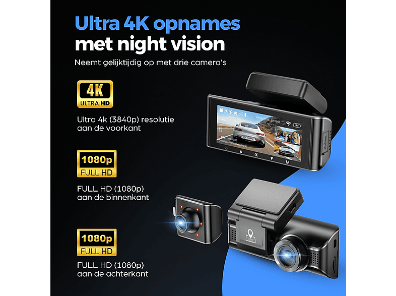 AZDOME M770 Pro 3CH 4K Wifi GPS 64gb Dashcam | MediaMarkt