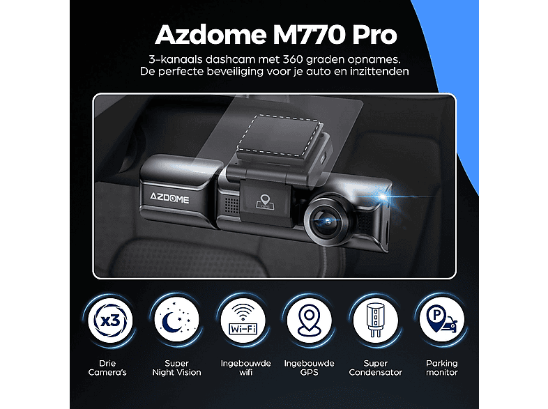 AZDOME M770 Pro 3CH 4K Wifi GPS 64gb Dashcam | MediaMarkt