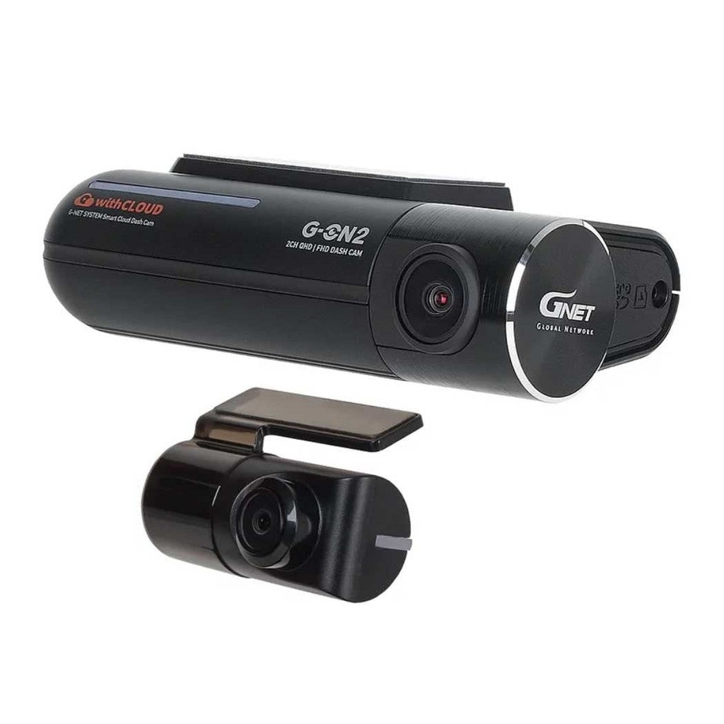 Twee zwarte dashcams: een grote, een kleine.