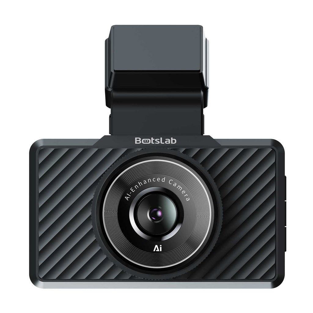 Een zwarte dashcam met BotsLab logo en AI-Enhanced Camera tekst.