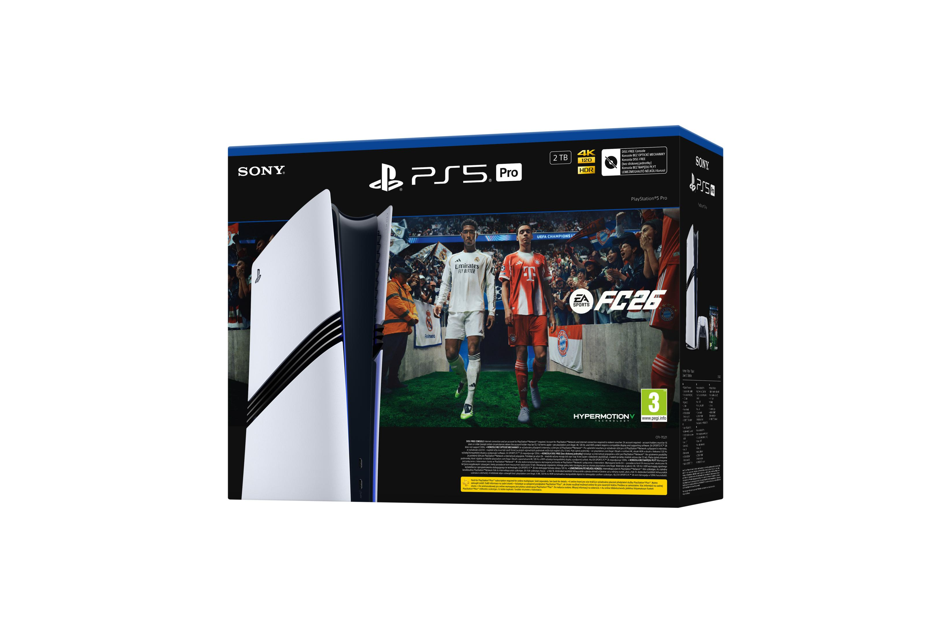 Konsola Sony PS5 Pro z EA Sports FC 26, pamięć 2TB, 4K/120Hz HDR.