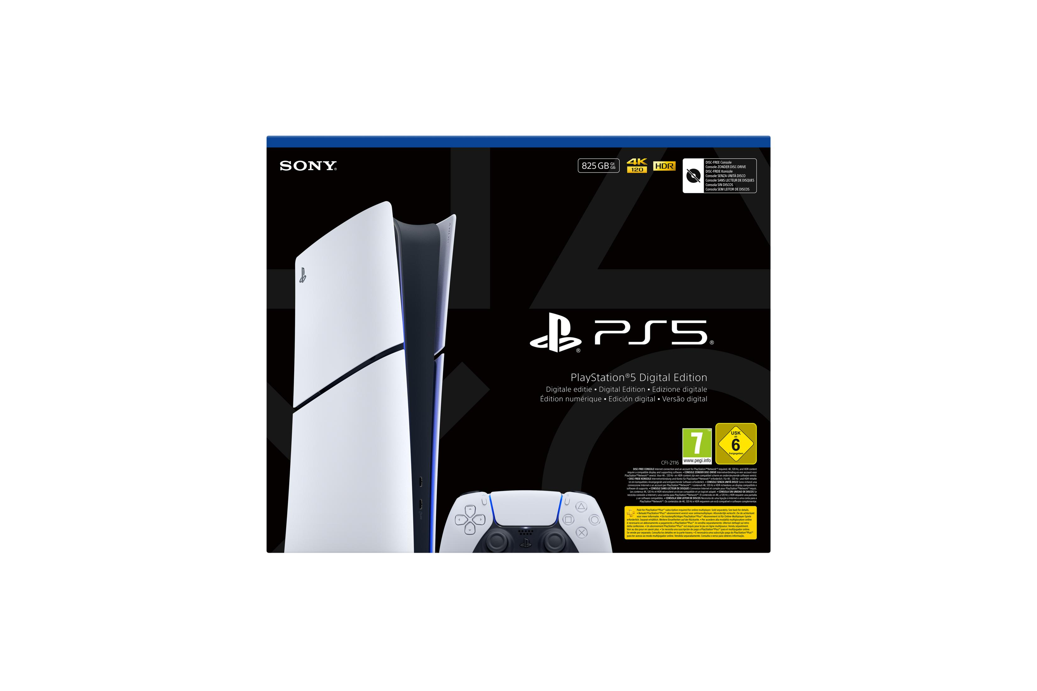 Consola PlayStation 5 Edición Digital y mando. Negro y blanco.