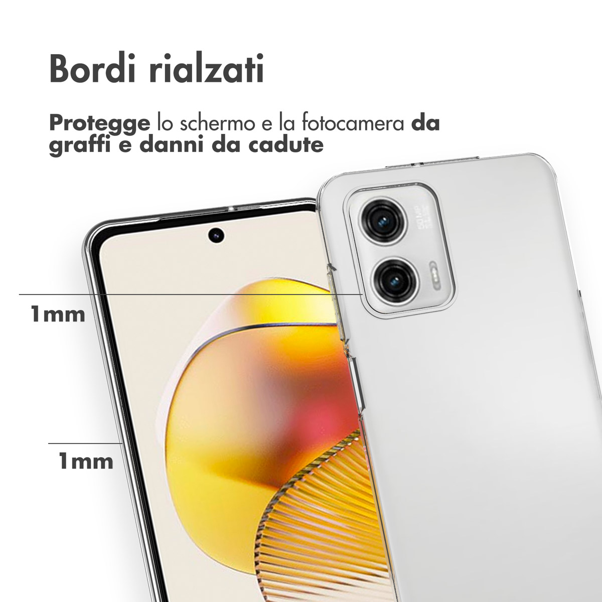 Un téléphone aux bords surélevés protège l'écran et l'appareil photo.