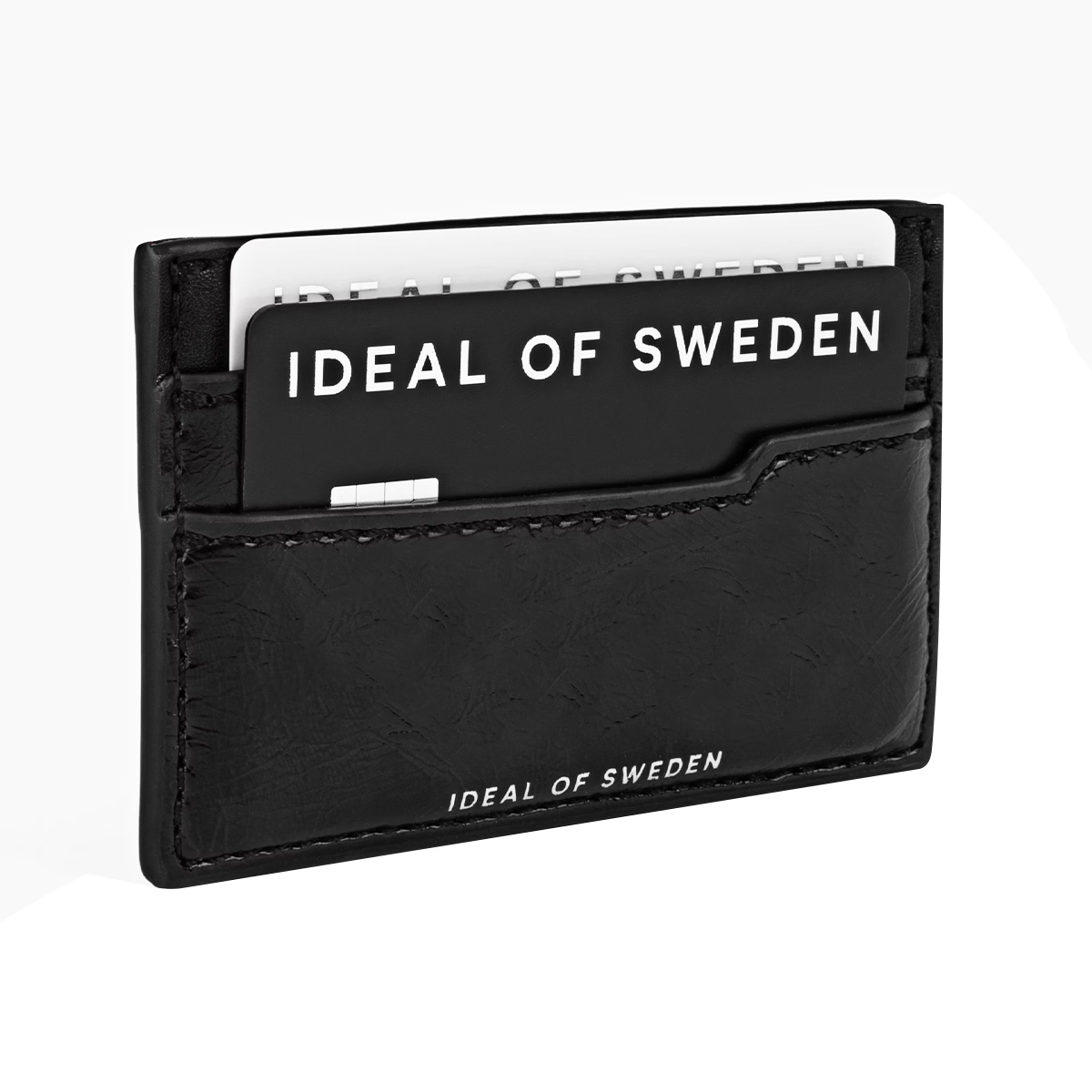 Portacarte in pelle nera con carte "IDEAL OF SWEDEN".
