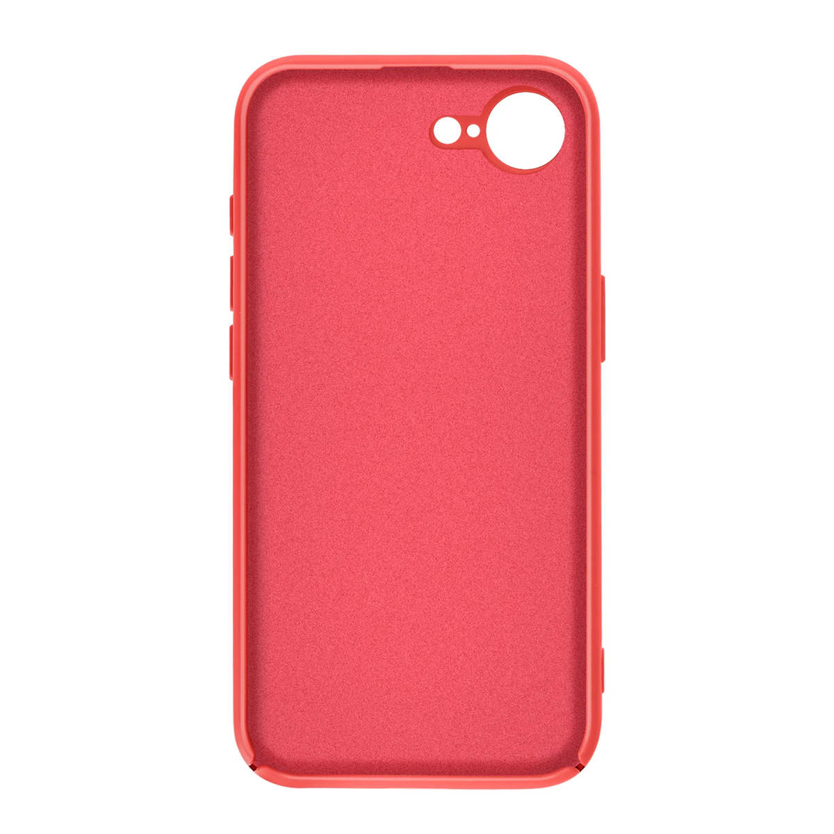Cover rossa per telefono con ritagli per fotocamera e flash.