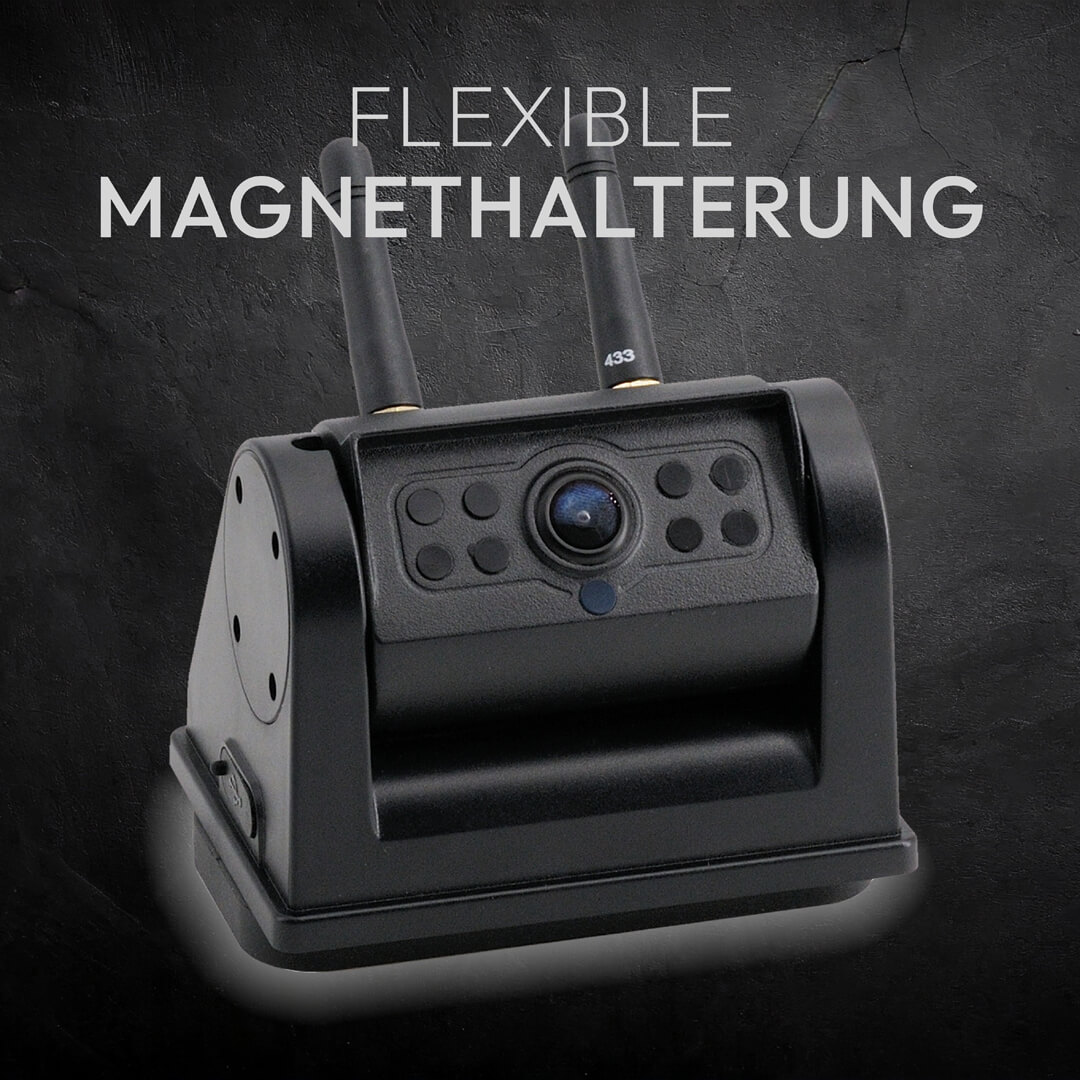 Ein schwarzes Überwachungsgerät mit zwei Antennen und einer Kamera.