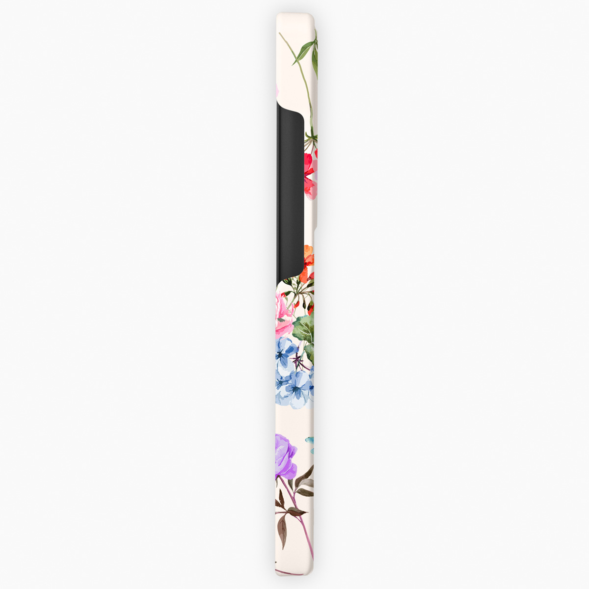 Ein Handyhülle mit einem cremefarbenen Hintergrund und bunten Blumen.