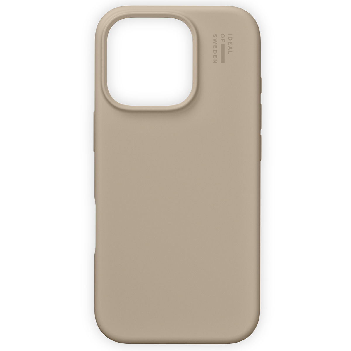 Eine beige Handyhülle mit dem Logo von IDEAL OF SWEDEN.
