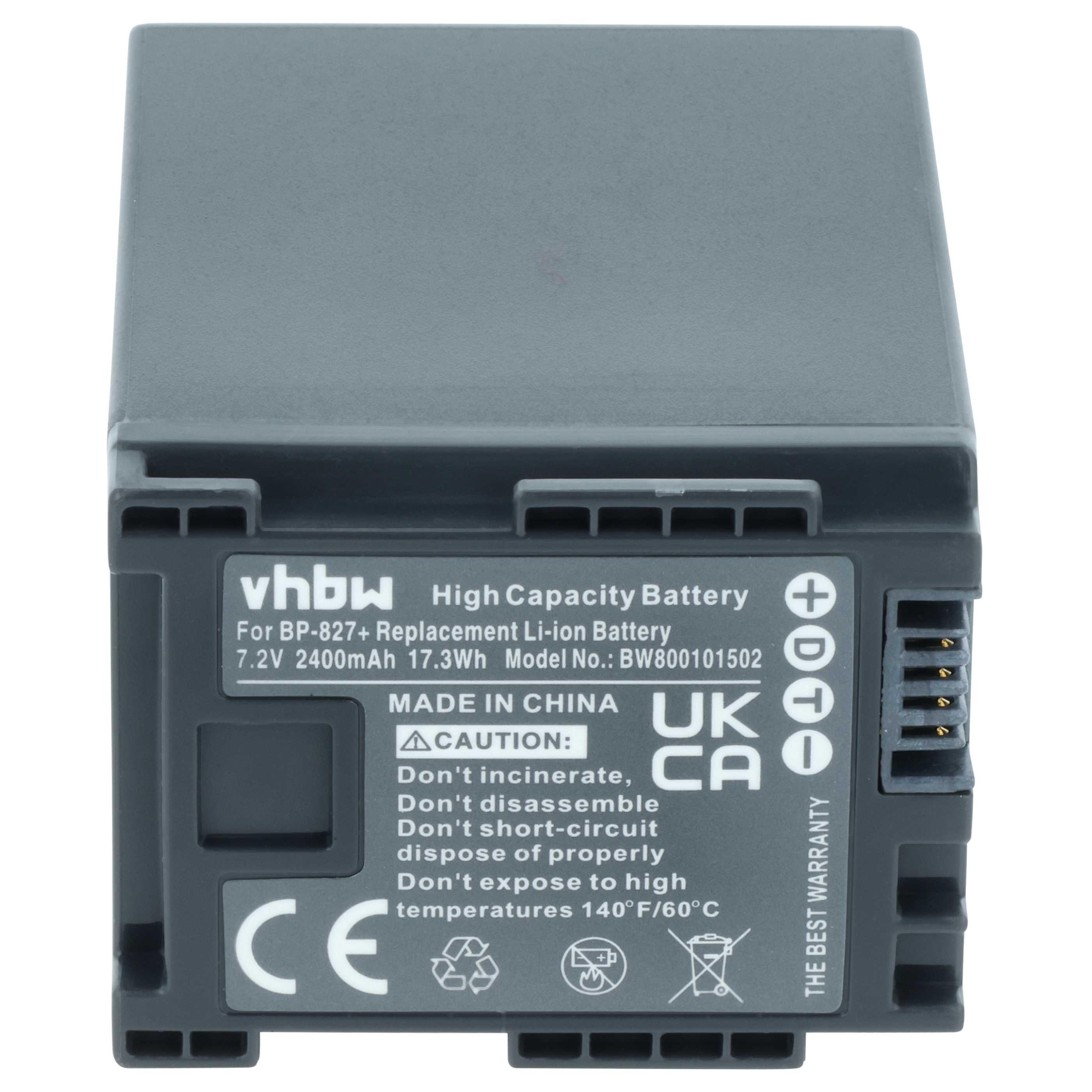 Grauer Akku mit Beschriftung: VHBW High Capacity Battery, Made in China.