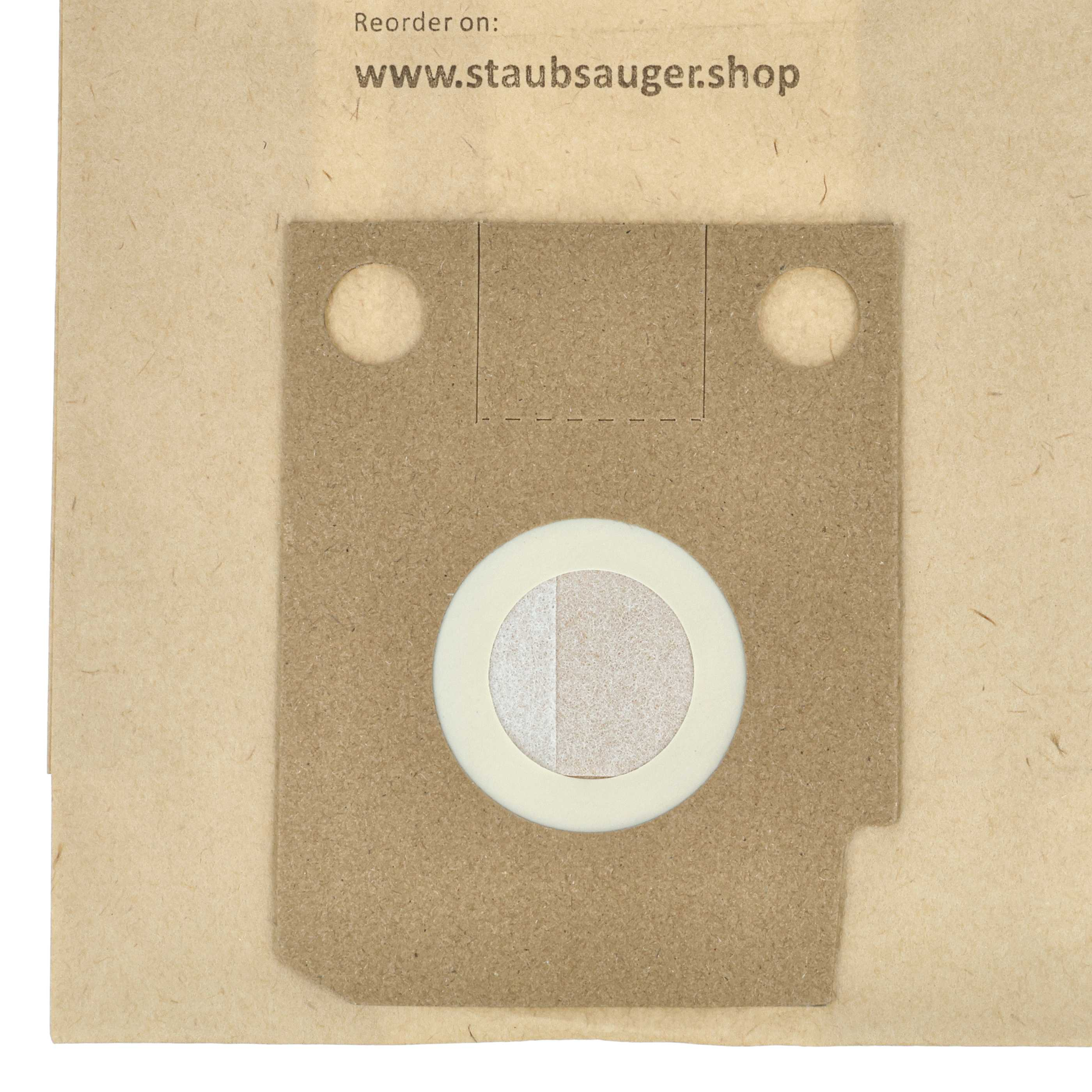 Braune Papiertüte mit Lochung und Website-Aufdruck.