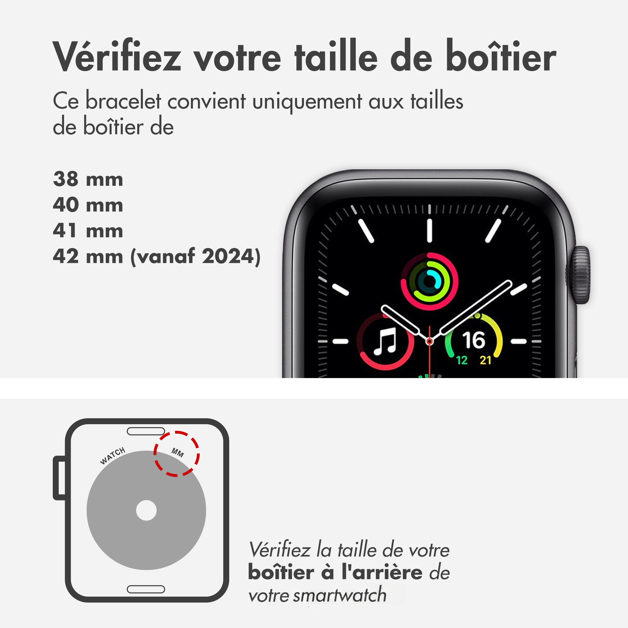 Guide to checking smartwatch case size with measurements.