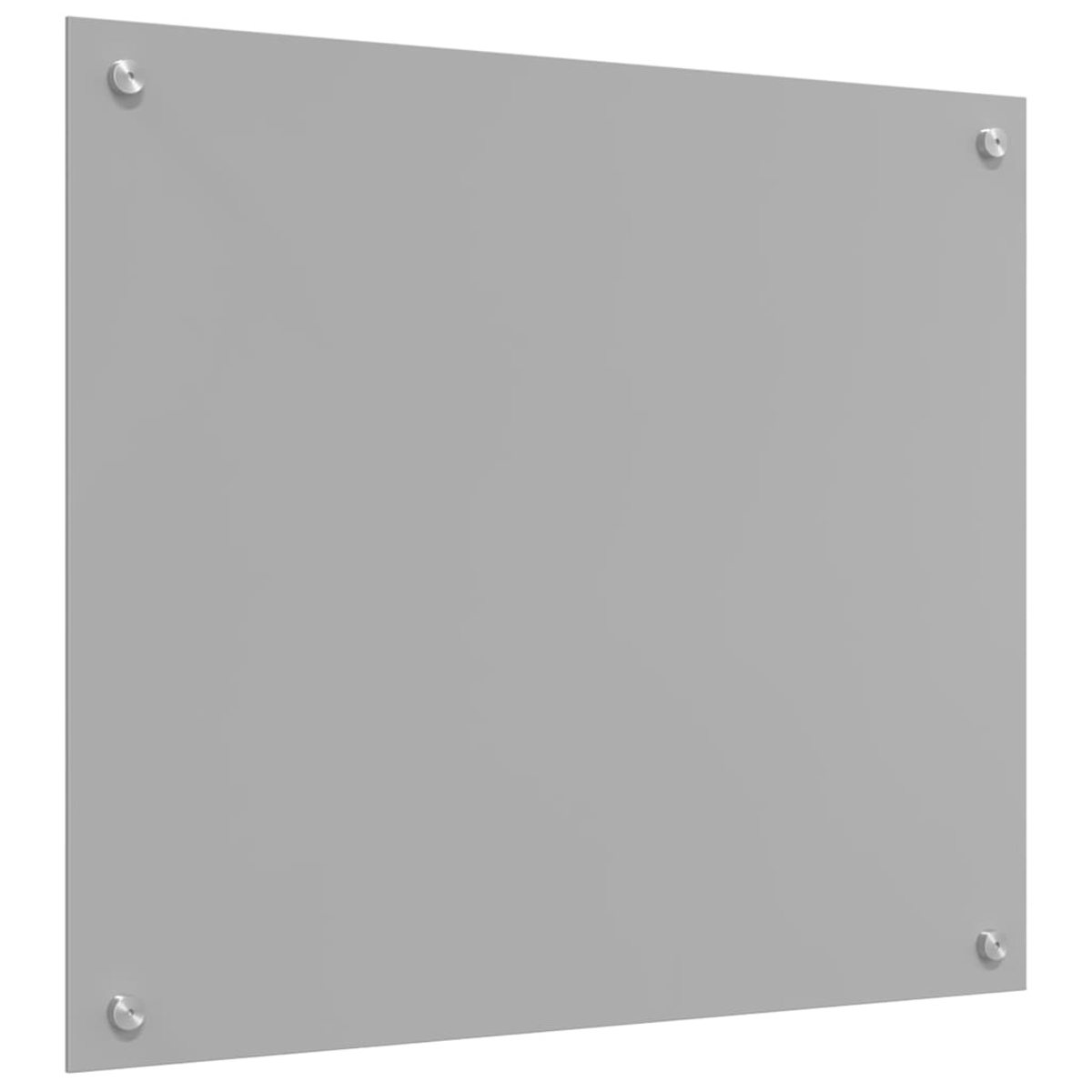 Ein graues, rechteckiges Schild ist mit vier Schrauben an einer unsichtbaren Wand befestigt.