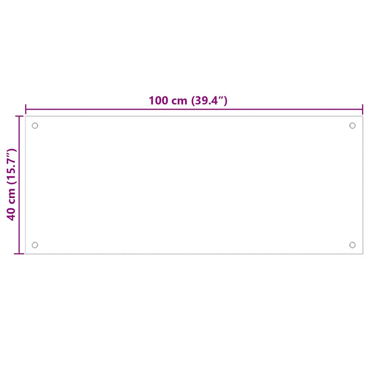 Un panel blanco de 100 cm x 40 cm, con cuatro agujeros.