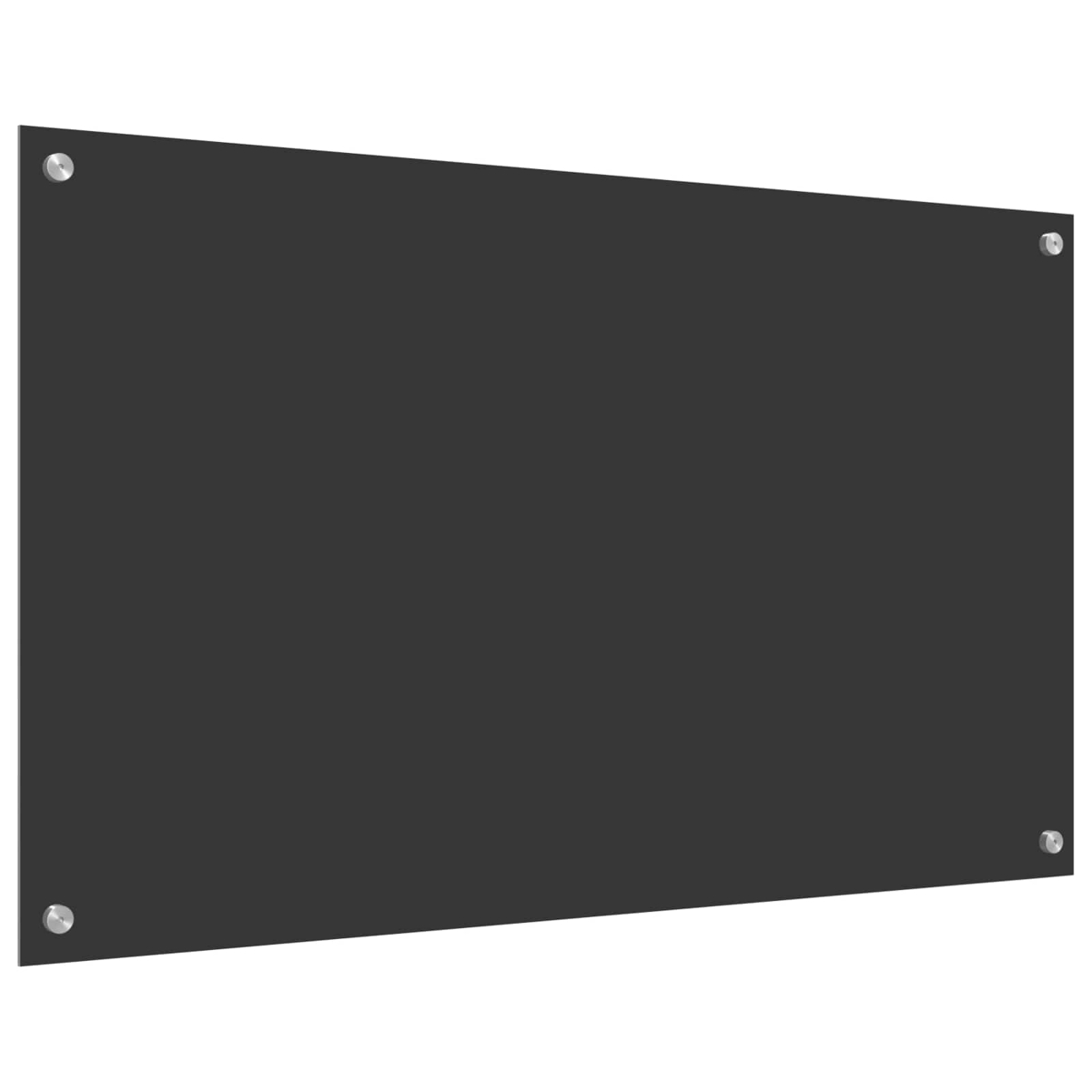 Un tablero rectangular oscuro con cuatro tornillos plateados en las esquinas.