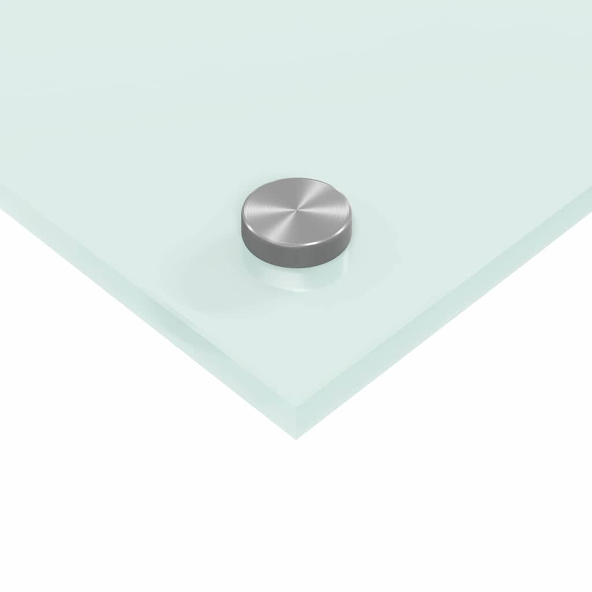 Ein silberner Knopf ist auf einer hellblauen Glasplatte montiert.